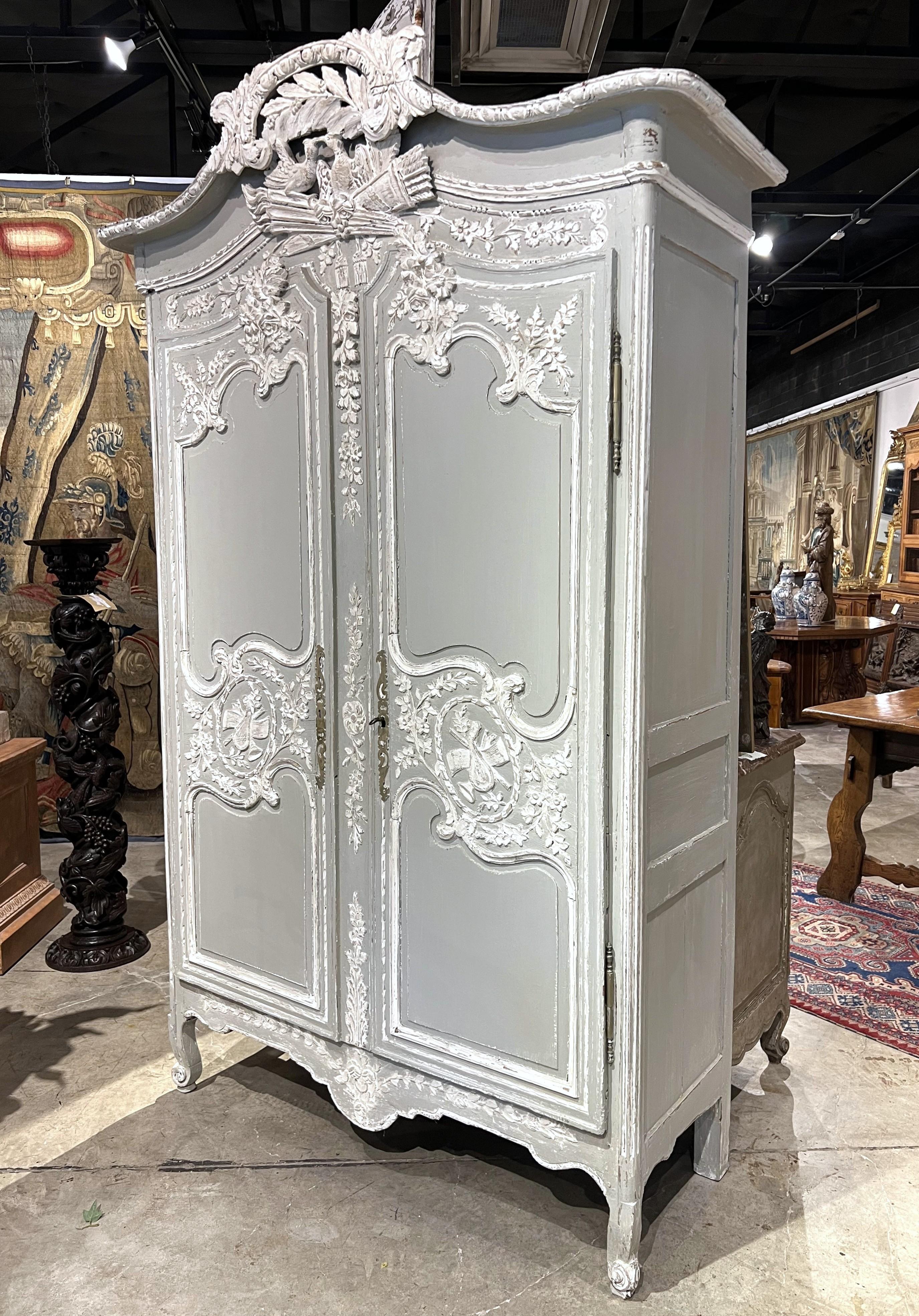 Armoire de Fécamp in Oak francese antico e dipinto, XIX secolo in vendita 13