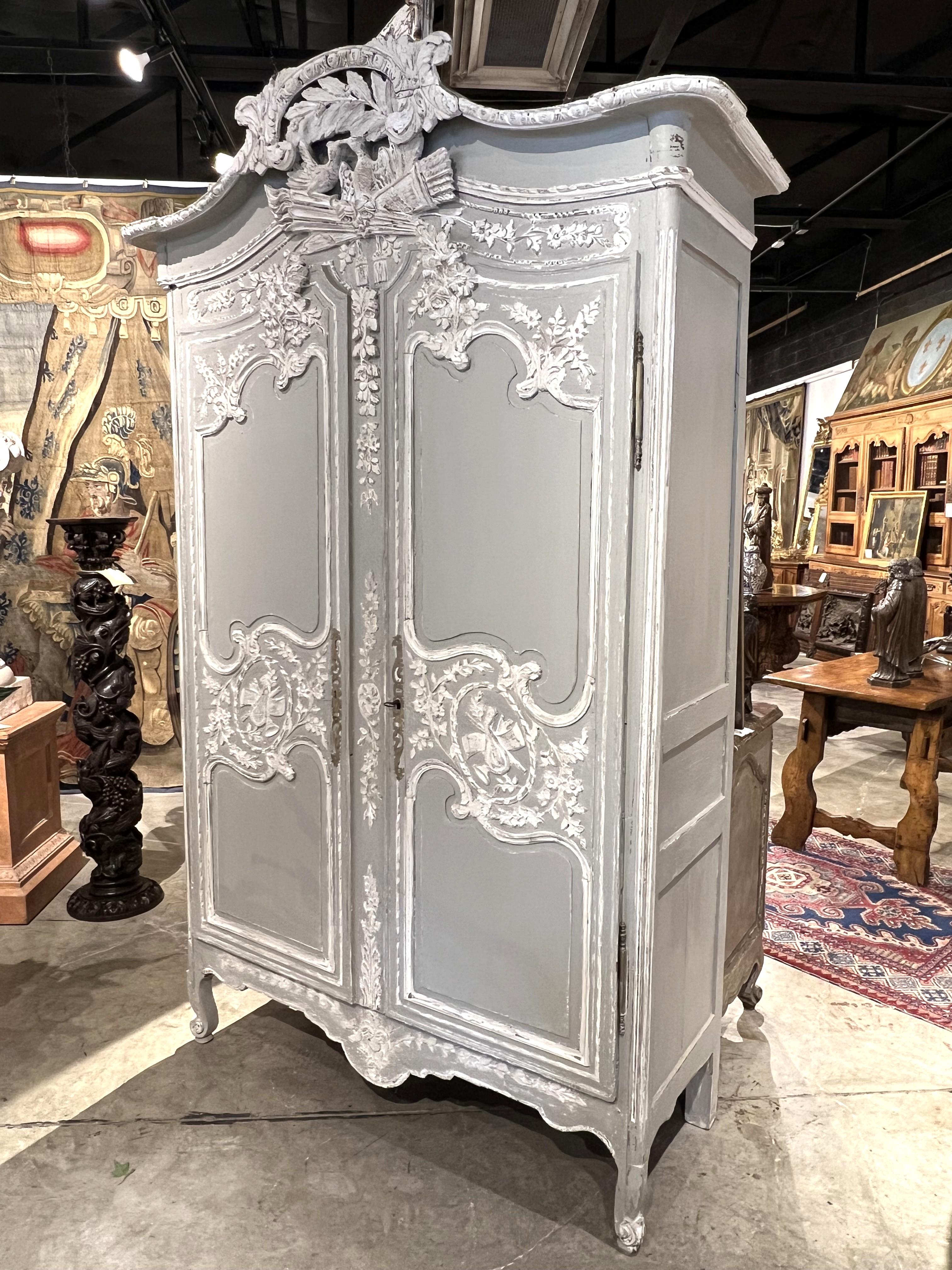 Armoire de Fécamp in Oak francese antico e dipinto, XIX secolo in vendita 14
