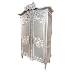 Painted Antique French Oak Wedding Armoire de Fécamp, 19th Century