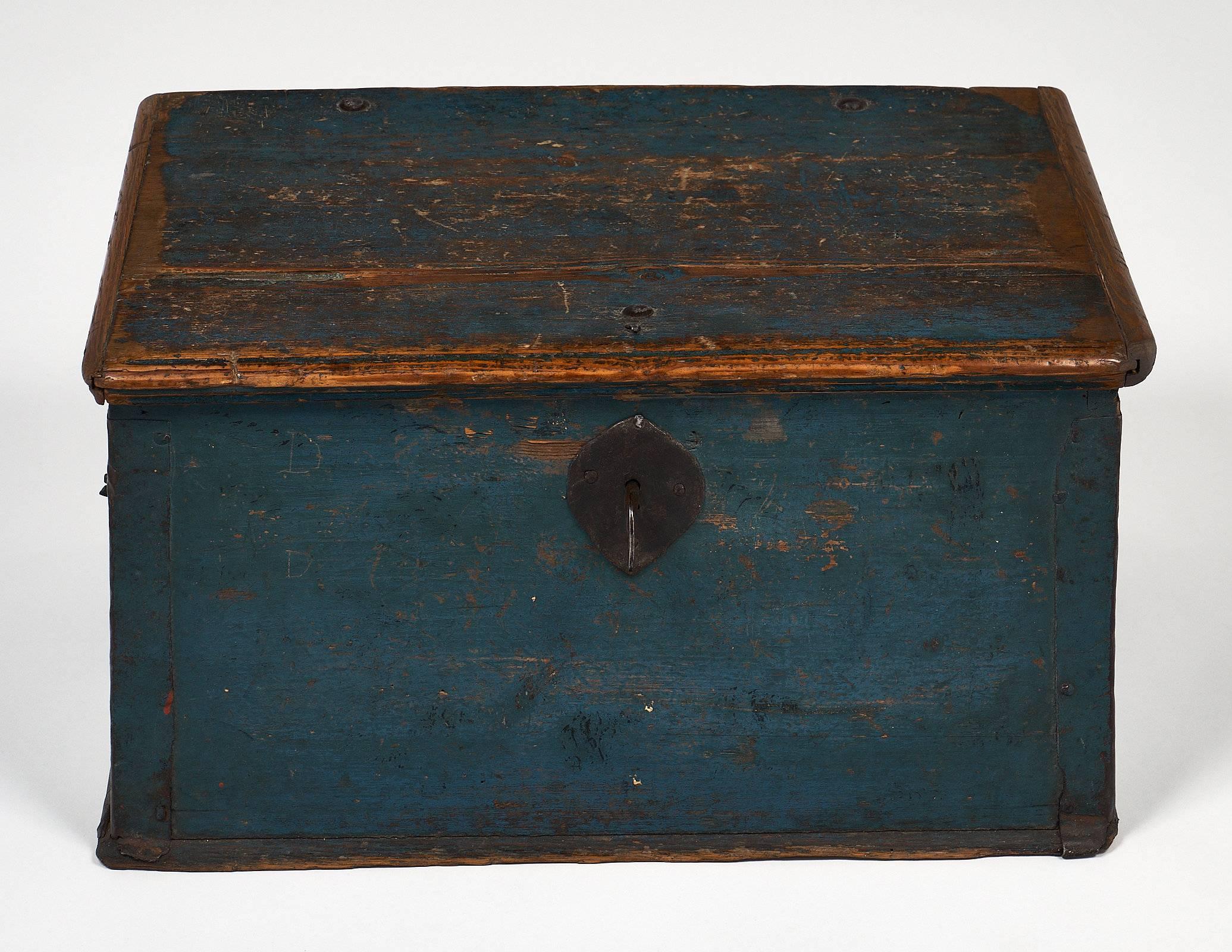 From Alba in the Piedmont region of Northern Italy, this antique writing box features its original lock and key, as well as two forged iron hinges, all hand-hammered. We loved the original color and condition of the piece and its irresistible “Wabi