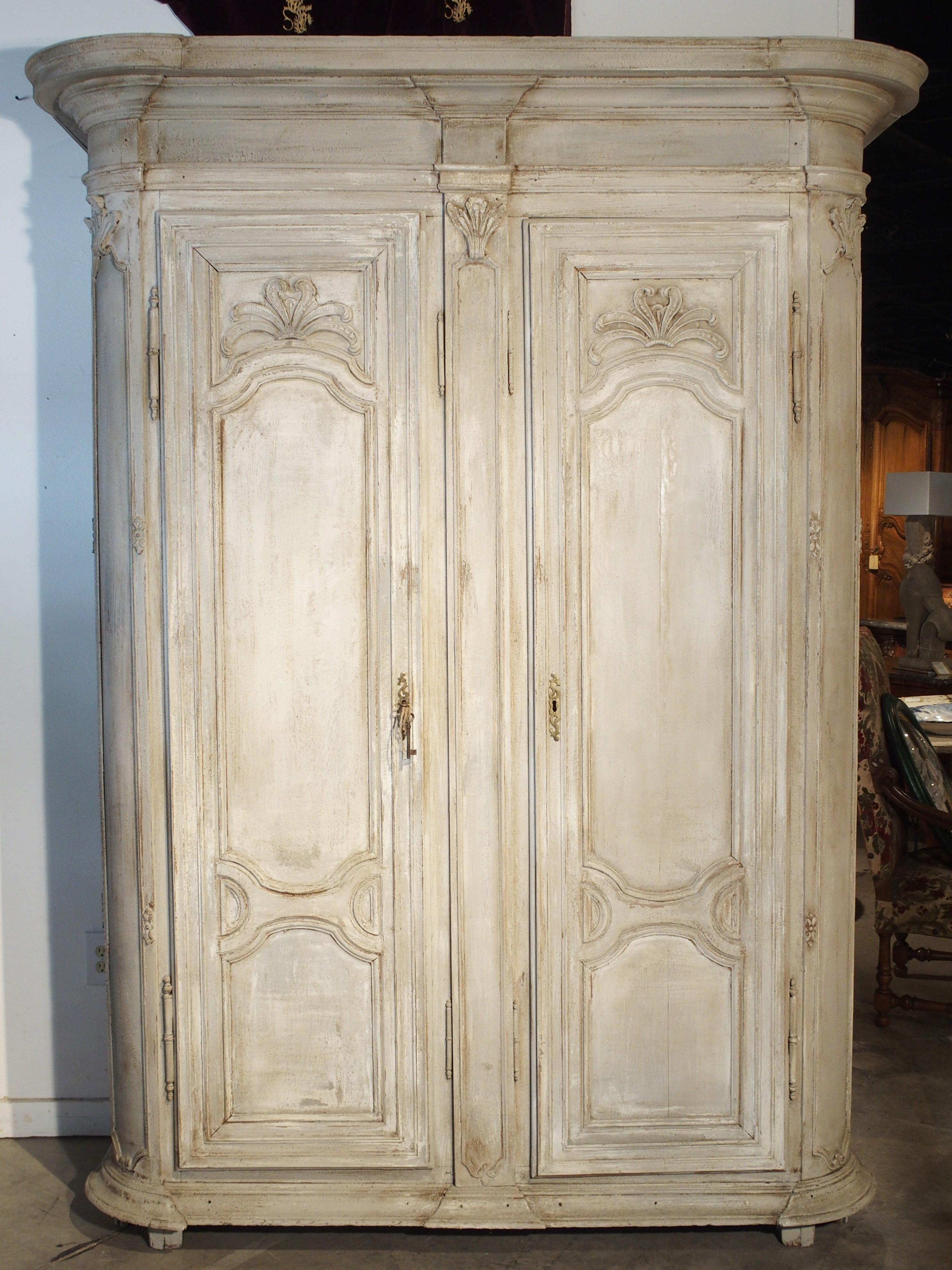 Painted Antique Oak Armoire, Ile-de-France, 19th Century 12