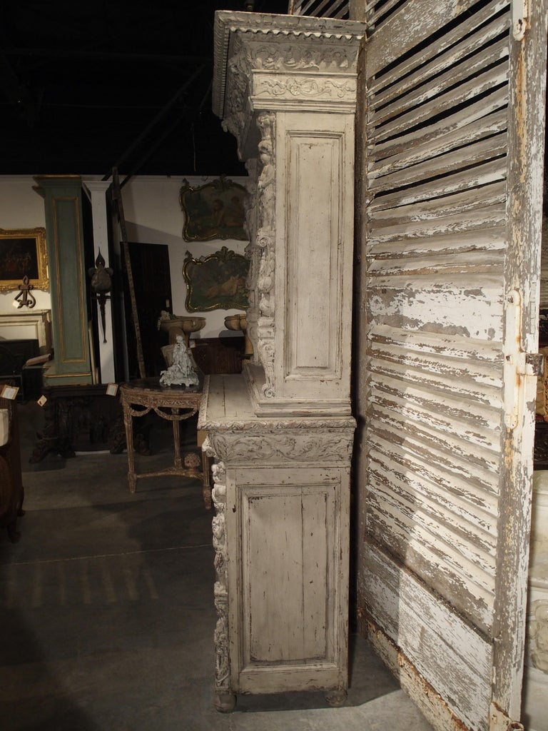 Painted Antique Renaissance Style French Bibliotheque Deux Corps For ...