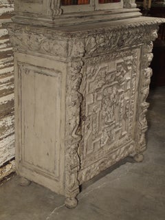 Painted Antique Renaissance Style French Bibliotheque Deux Corps