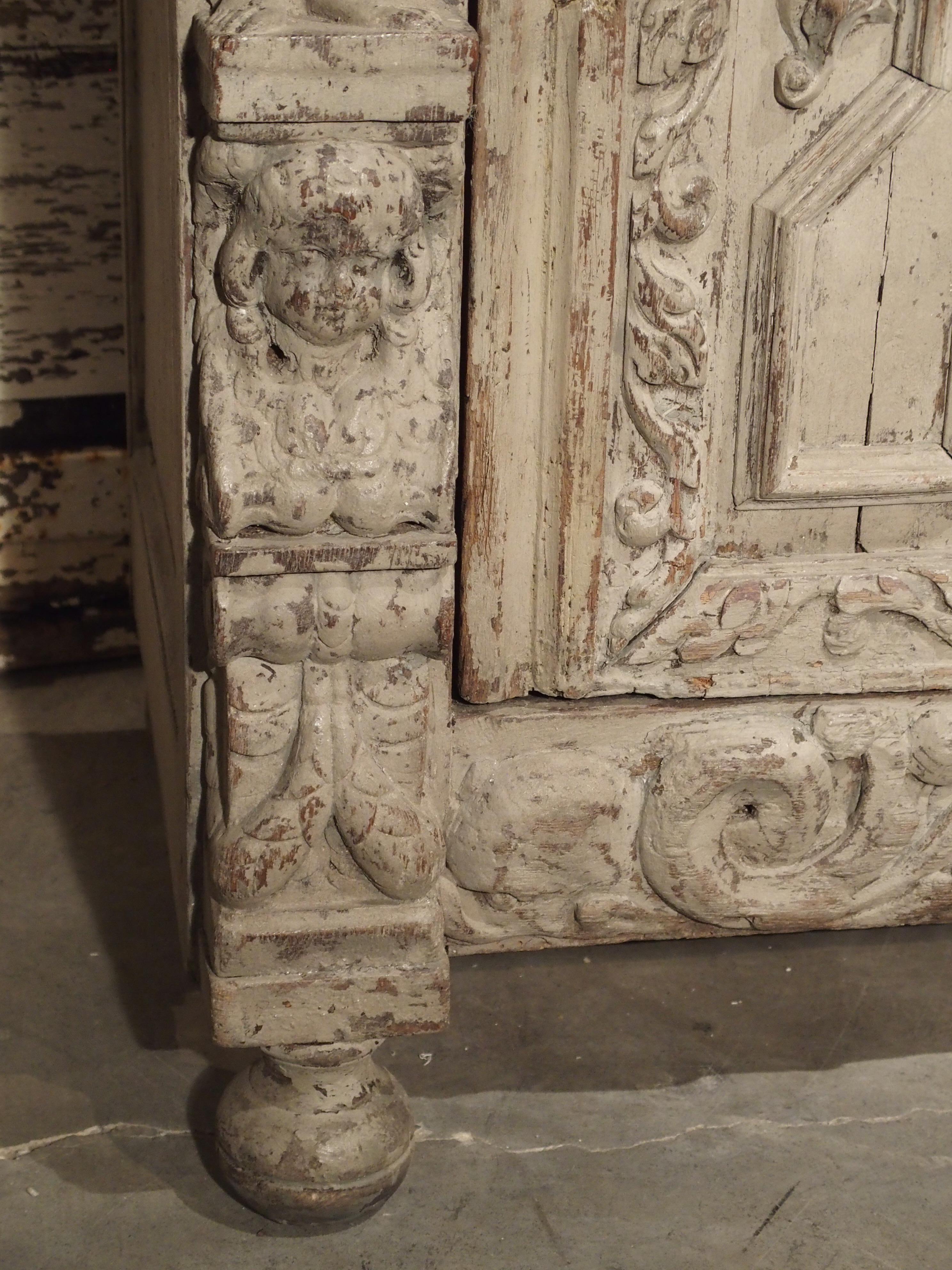 Bibliotheque Deux Corps Française Antique Renaissance Style Pintada Tallado a mano en venta