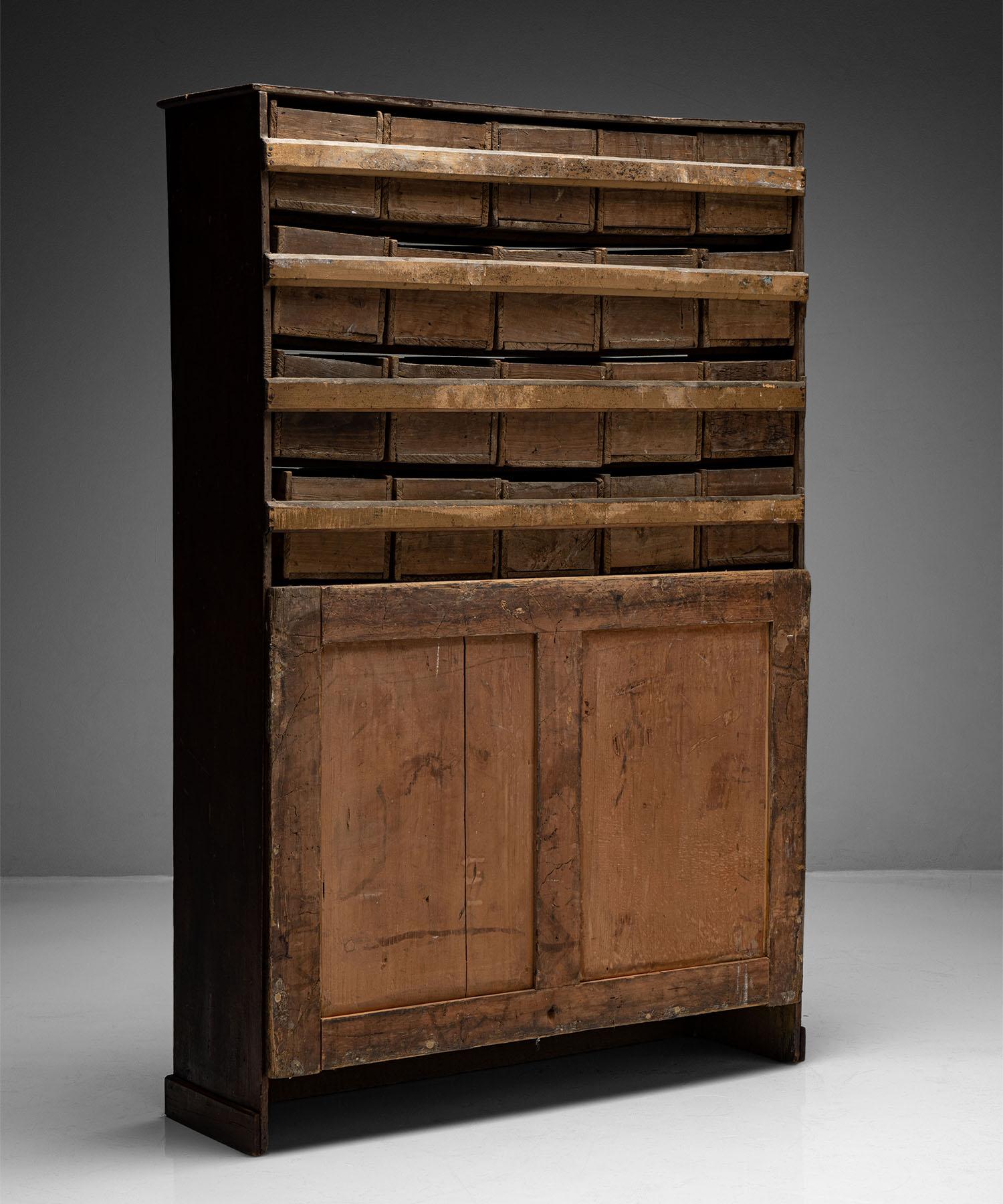 Pine Painted Apothecary Cabinet, England, Circa 1850