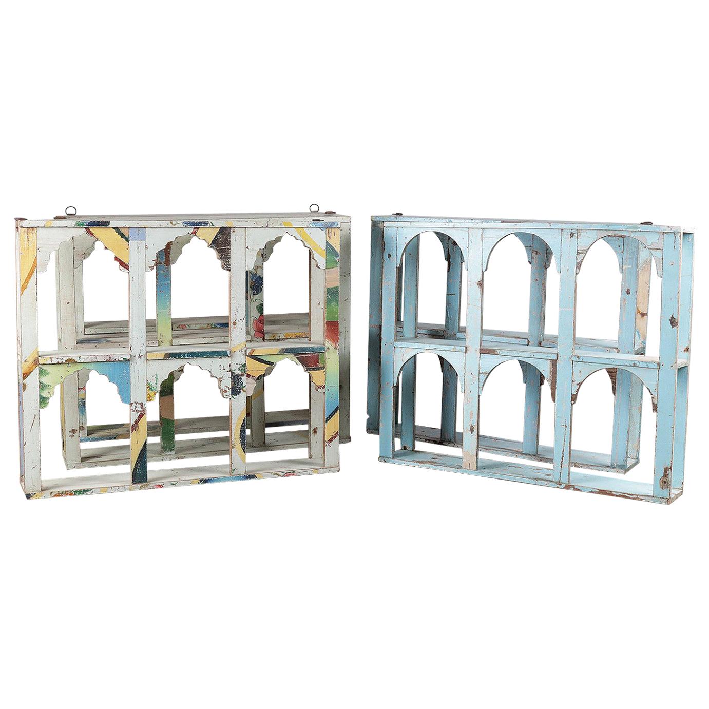 Painted Arched Hardwood Wall Shelves, 20th Century For Sale
