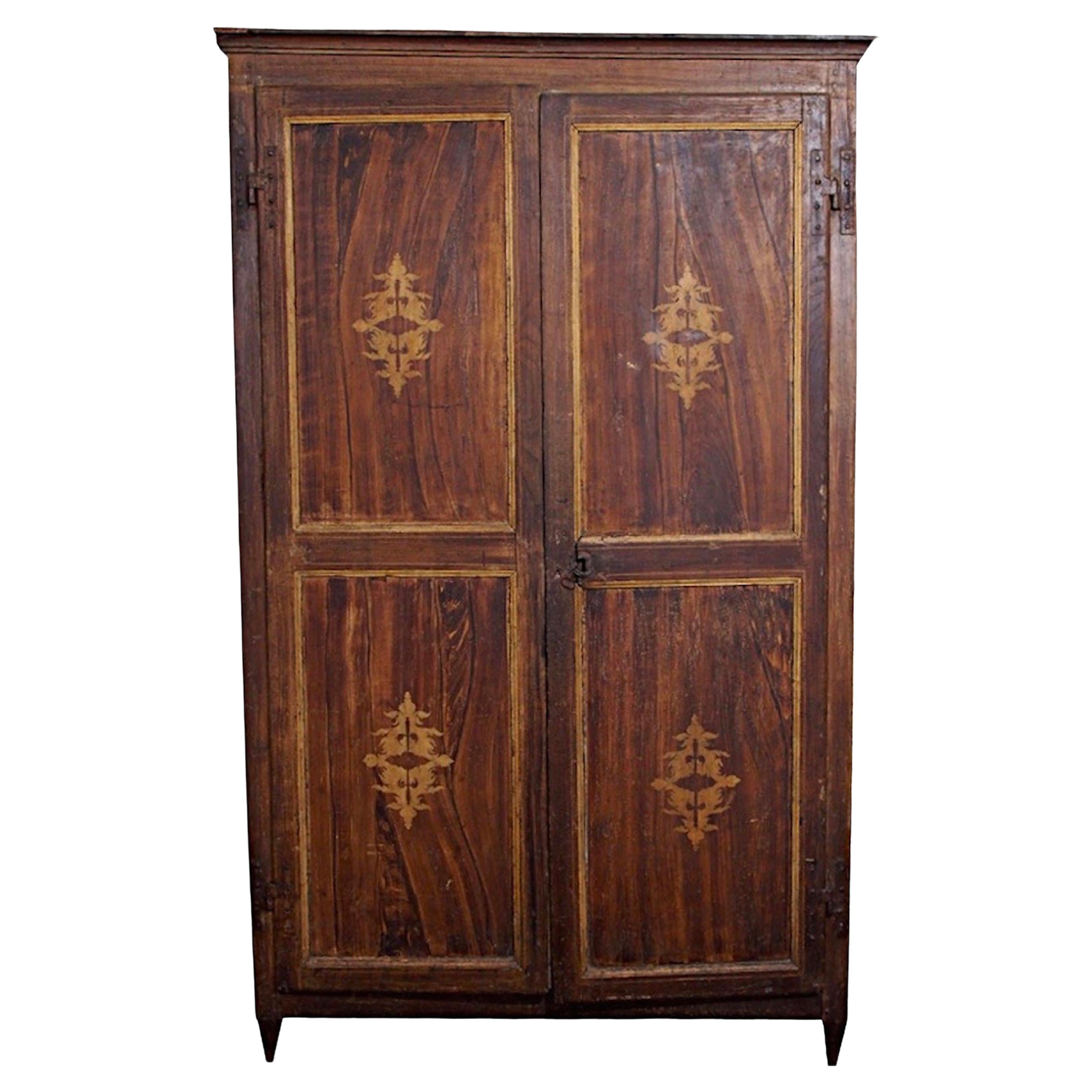 18th Century Louis XIV Italian Painted Wooden Wardrobe For Sale at 1stDibs