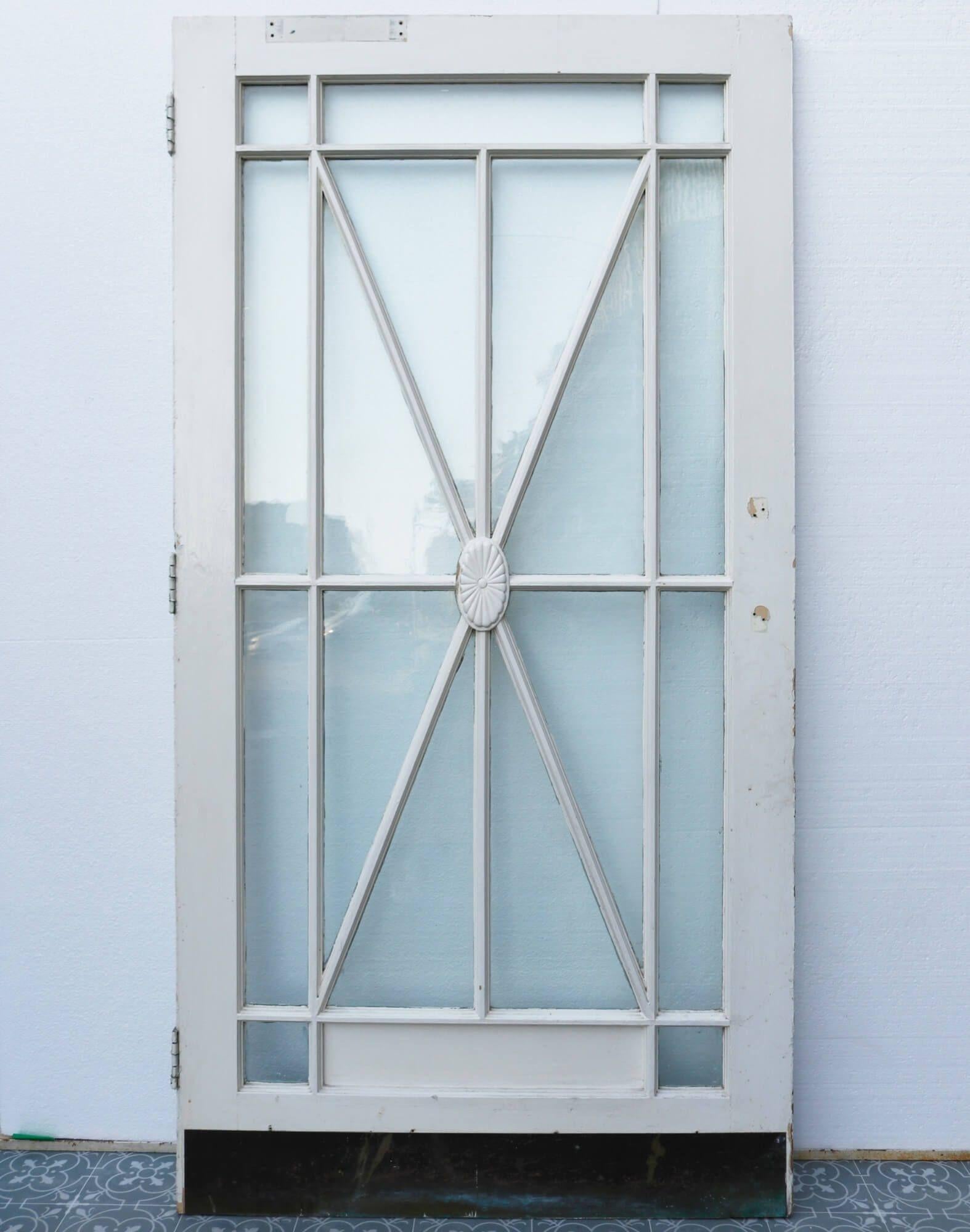Puerta Interior o Exterior de Cristal Art Decó Pintado Glaseado en venta
