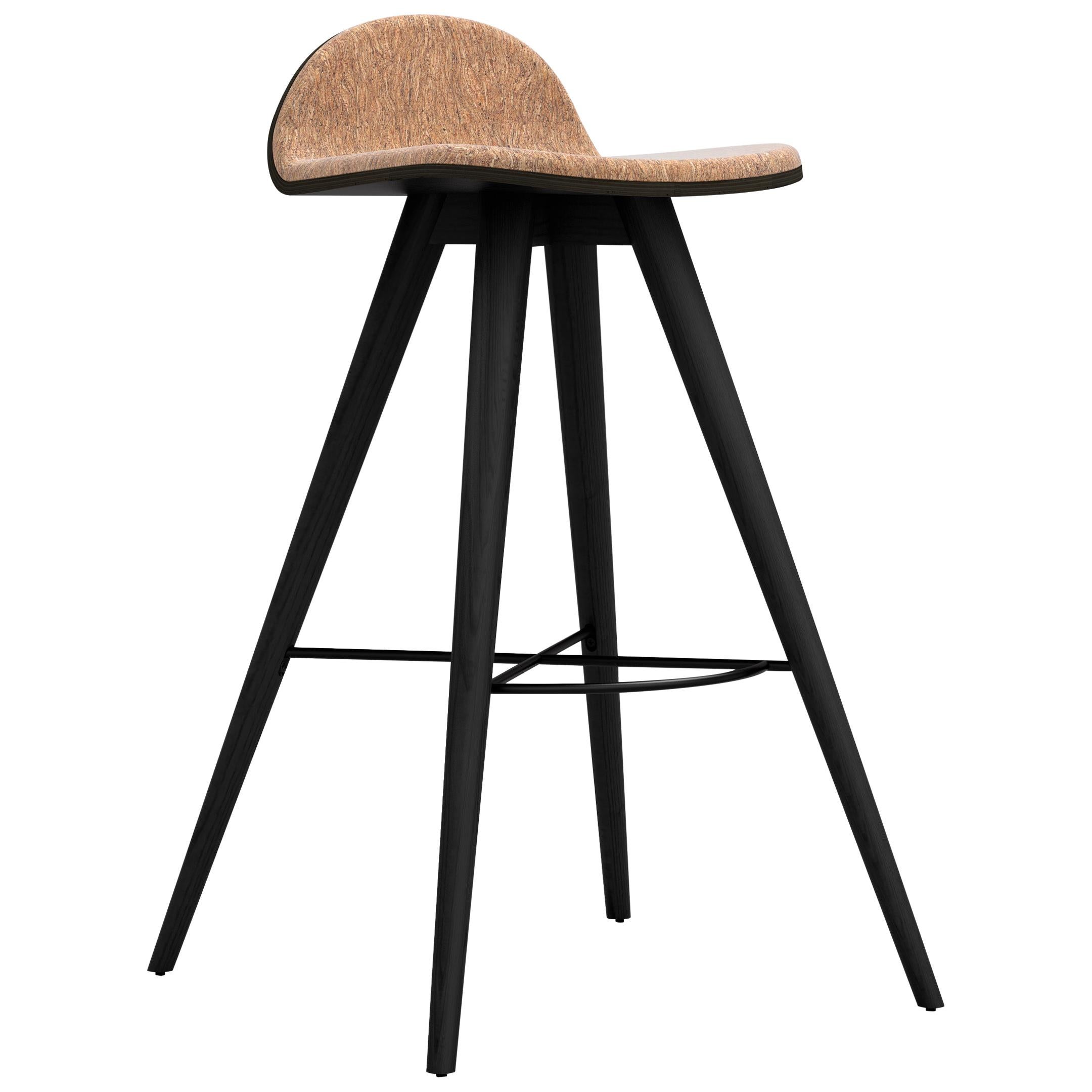 Painted Ash and Corkfabric Contemporary High Stool by Alexandre Caldas For Sale