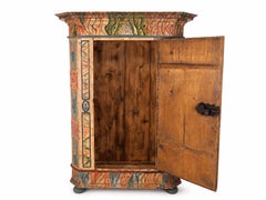 Painted Austrian Folk Art Cabinet With A Bouquet Of Flowers, Dated 1806
