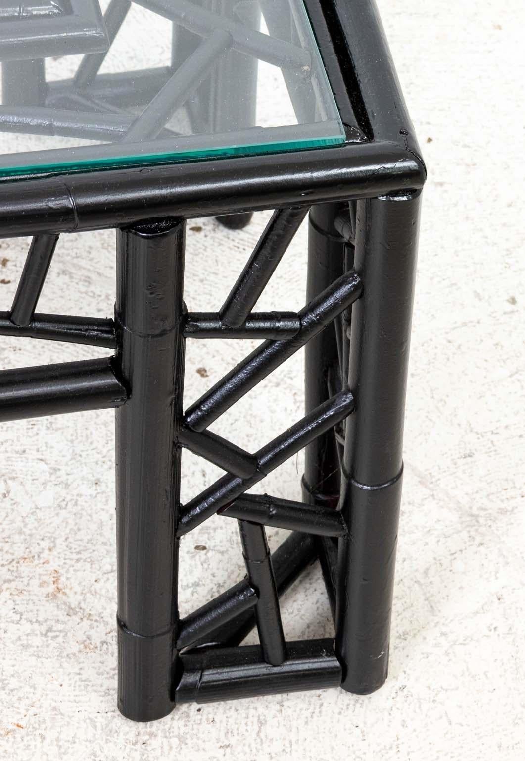 Painted Bamboo Coffee Table In Good Condition For Sale In New York, NY