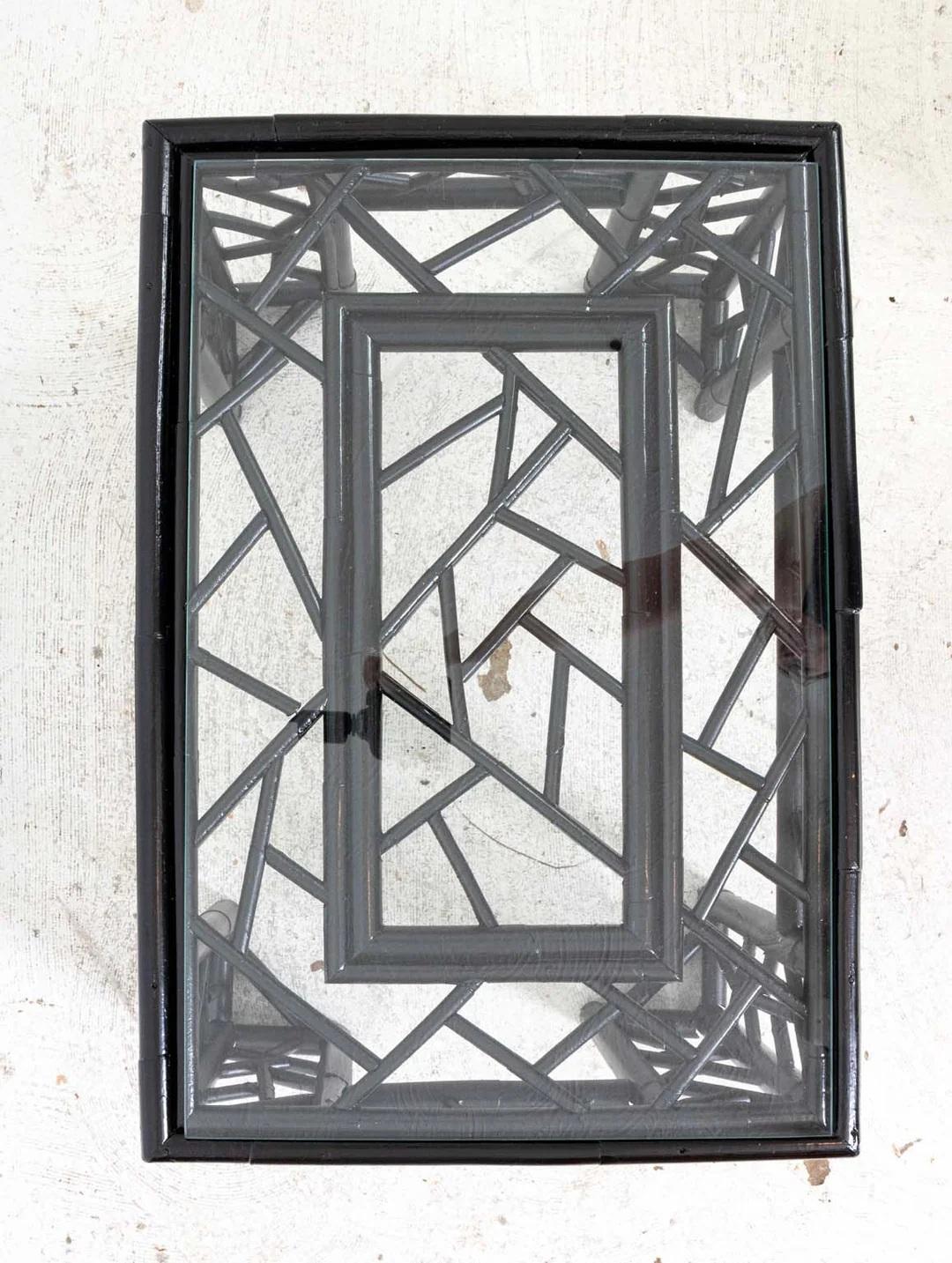 Glass Painted Bamboo Coffee Table For Sale