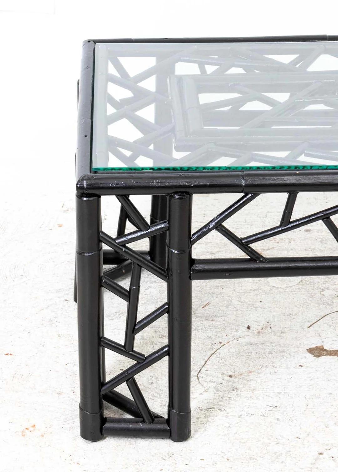 Painted Bamboo Coffee Table For Sale 1