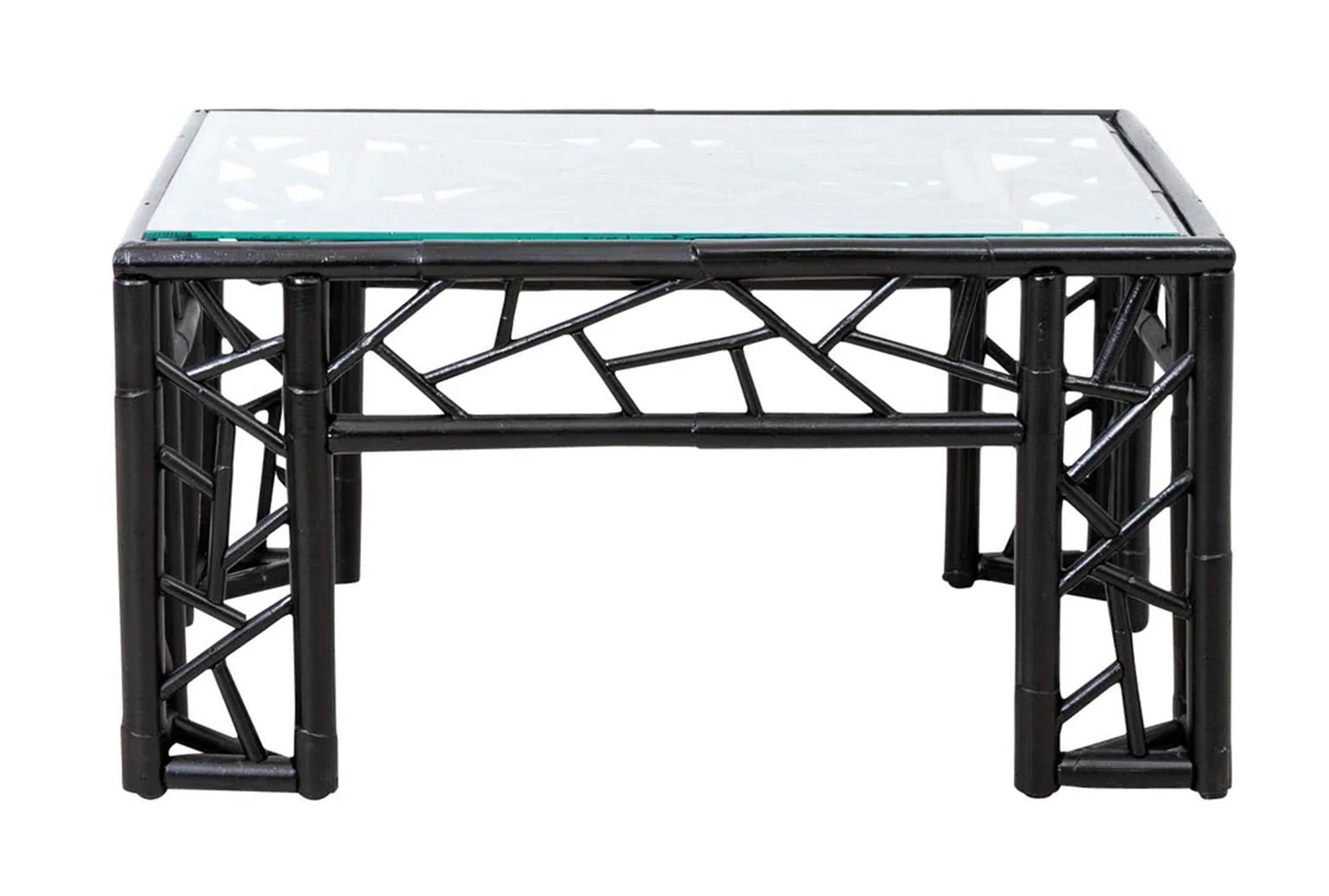 Painted Bamboo Coffee Table For Sale 2