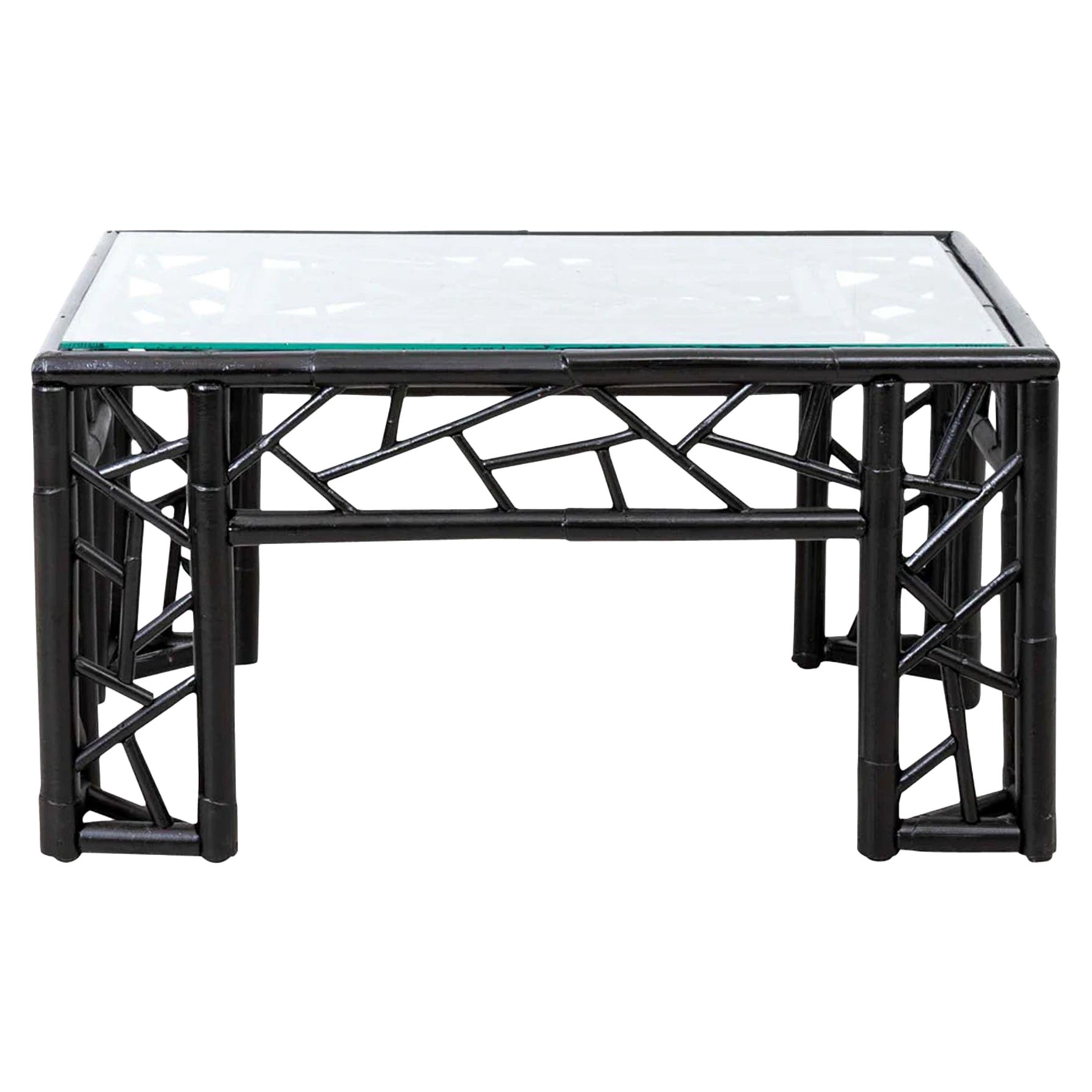 Painted Bamboo Coffee Table For Sale