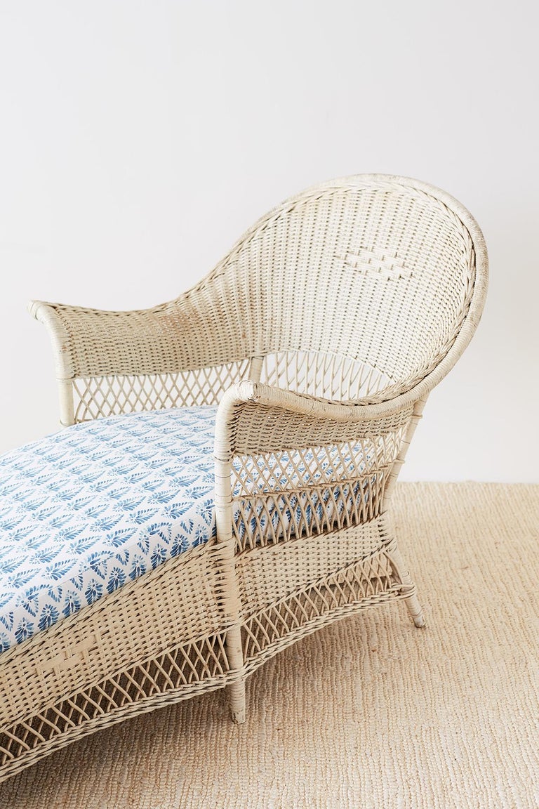 Painted Bar Harbor Willow and Wicker Chaise Lounge at 1stdibs