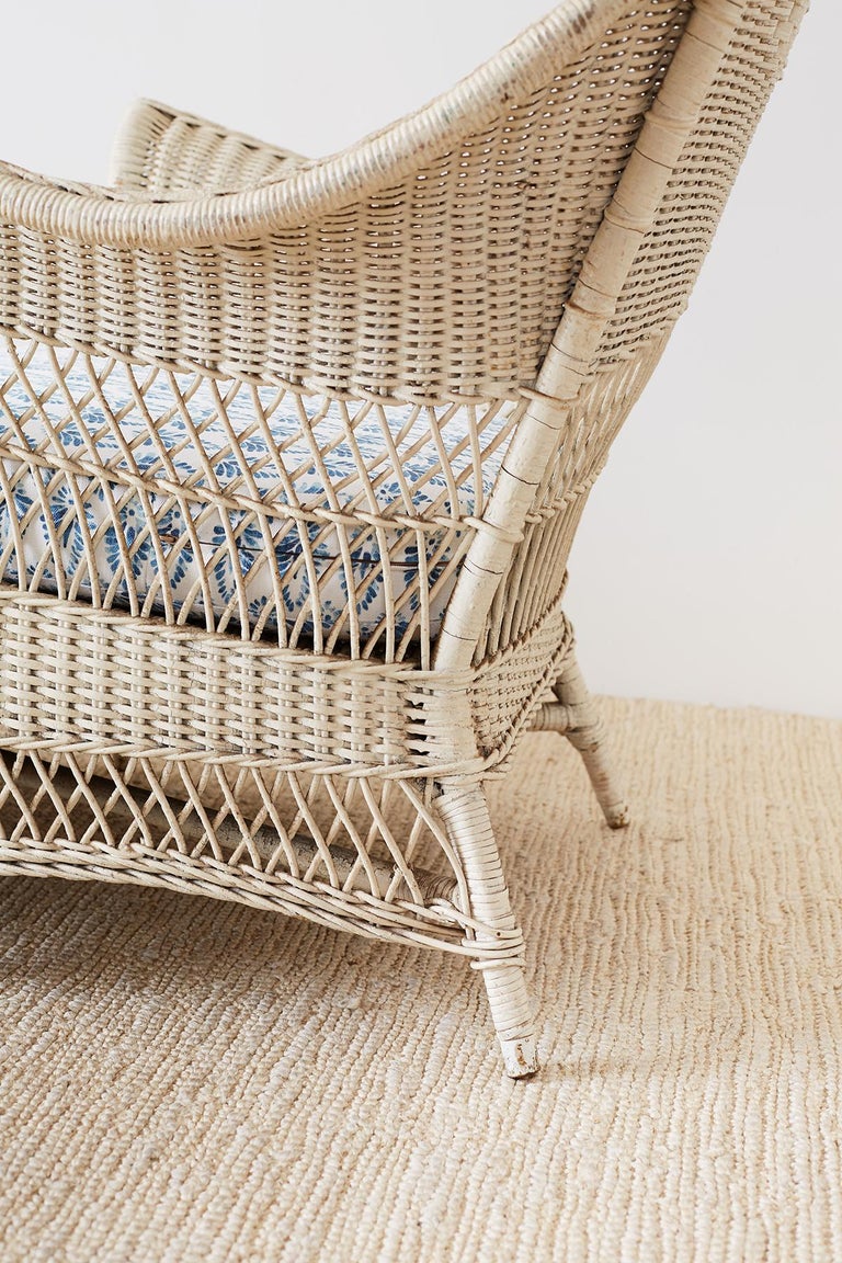 Painted Bar Harbor Willow and Wicker Chaise Lounge at 1stDibs