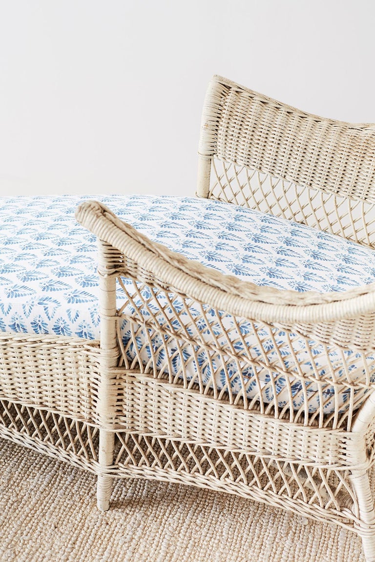 Painted Bar Harbor Willow and Wicker Chaise Lounge at 1stDibs