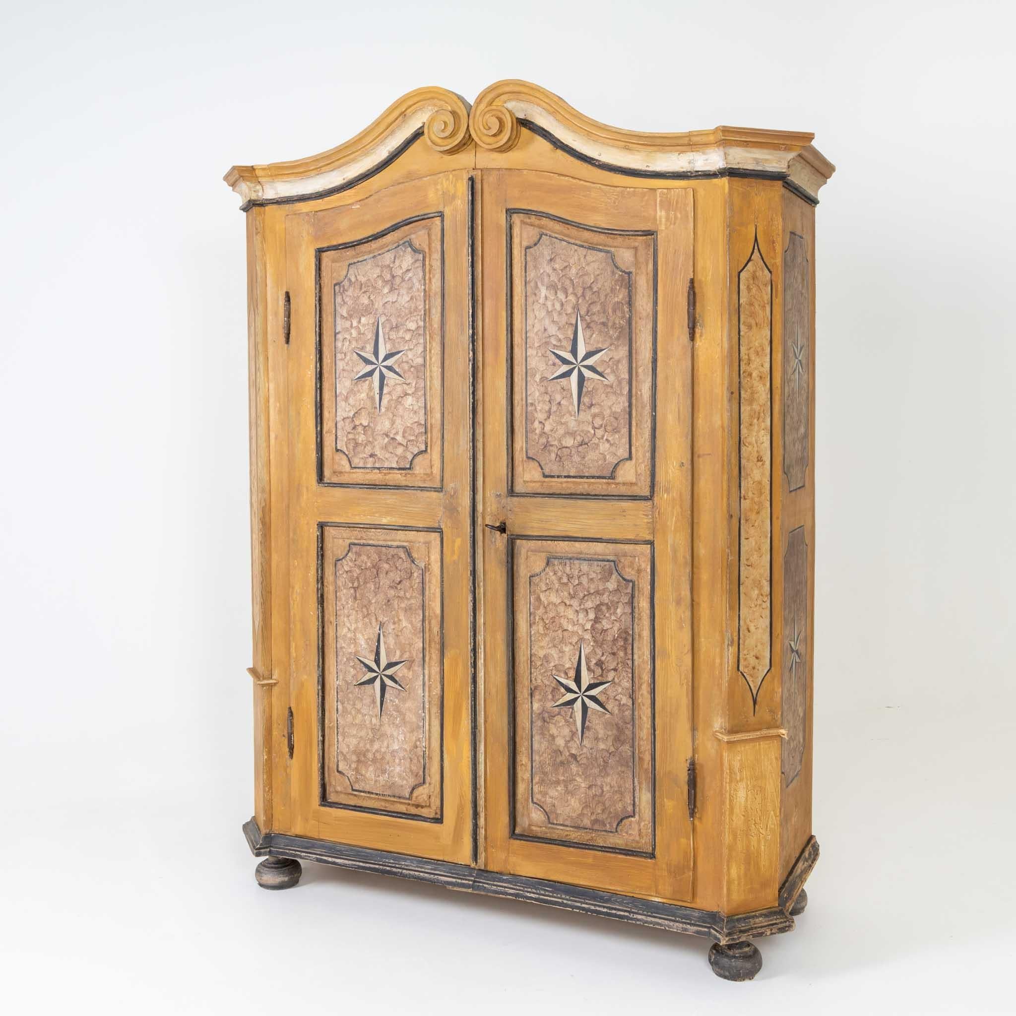 18th Century and Earlier Painted Baroque Cabinet, 18th Century