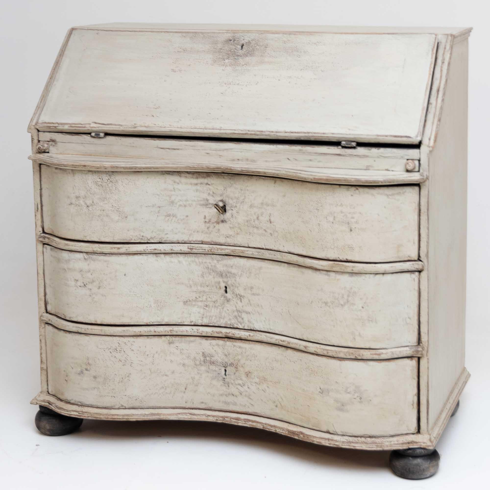 Softwood Painted Baroque Secretaire, 18th Century For Sale