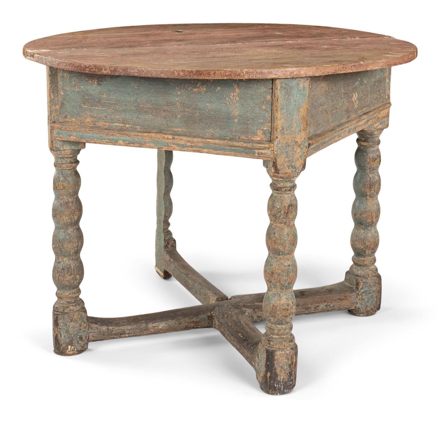 Painted Baroque Swedish Demilune Fold-Over Table 6
