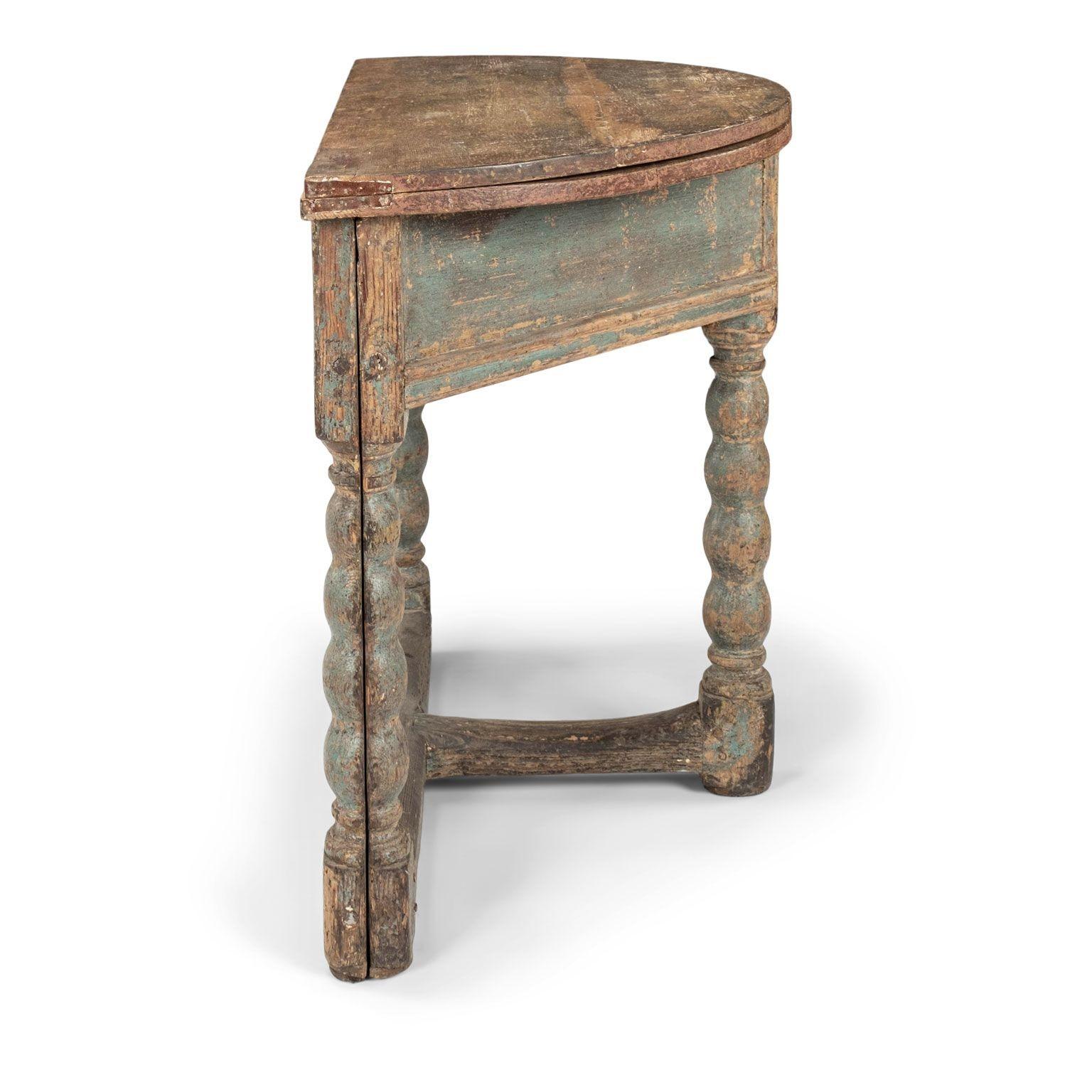 Painted Baroque Swedish Demilune Fold-Over Table For Sale 1