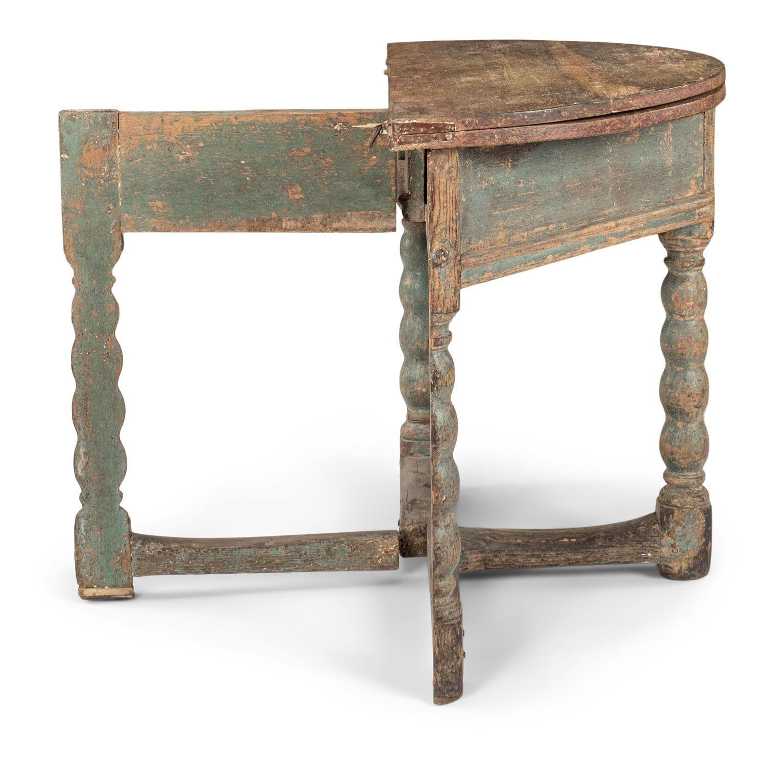Painted Baroque Swedish Demilune Fold-Over Table 2
