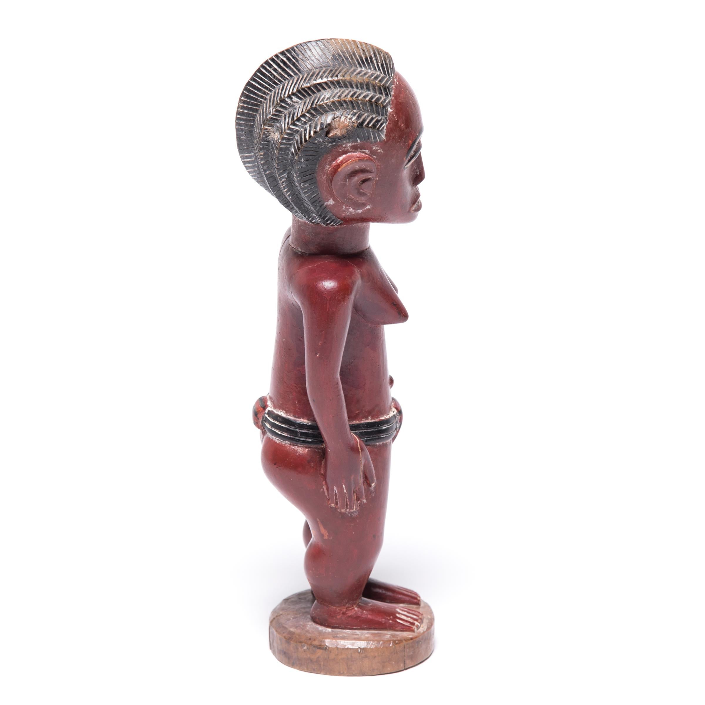 Ivorian Painted Baule Blolo Bla Figure For Sale