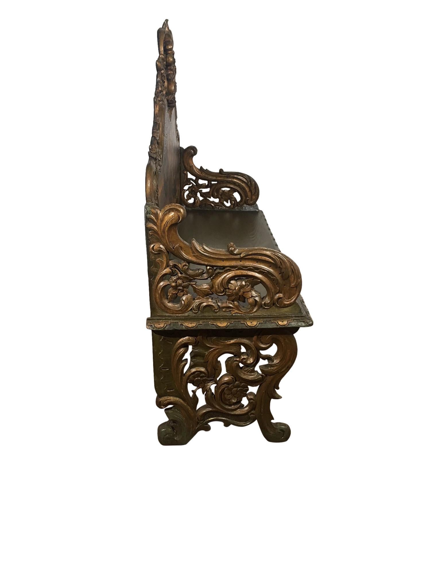 Rococo Louis XV Style Hand Painted Bench