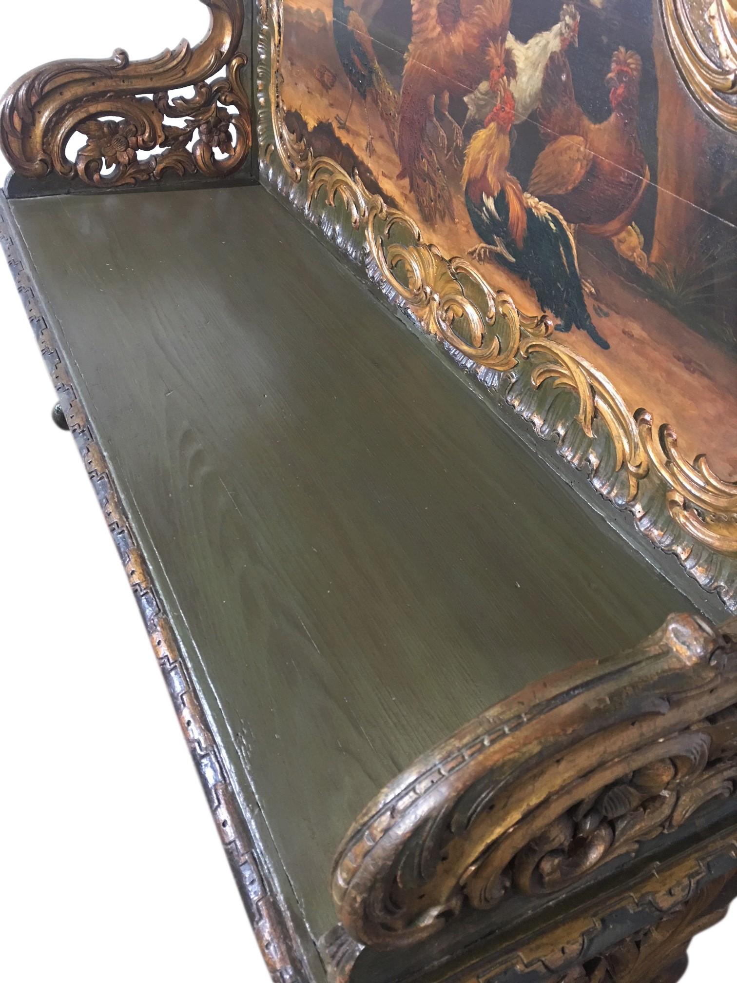 French Louis XV Style Hand Painted Bench For Sale