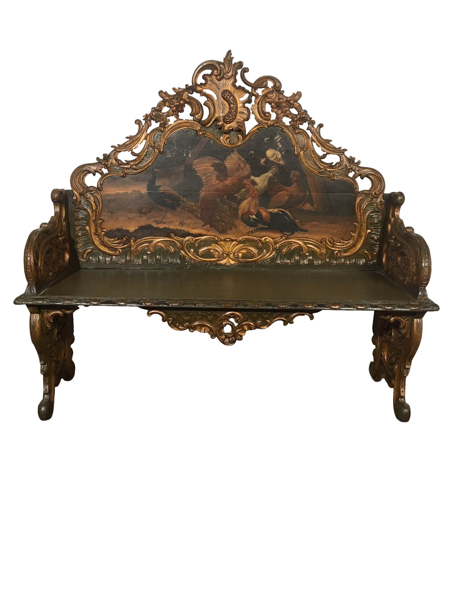 Banc peint à la main de style Louis XV