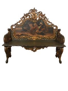 Louis XV Style Hand Painted Bench
