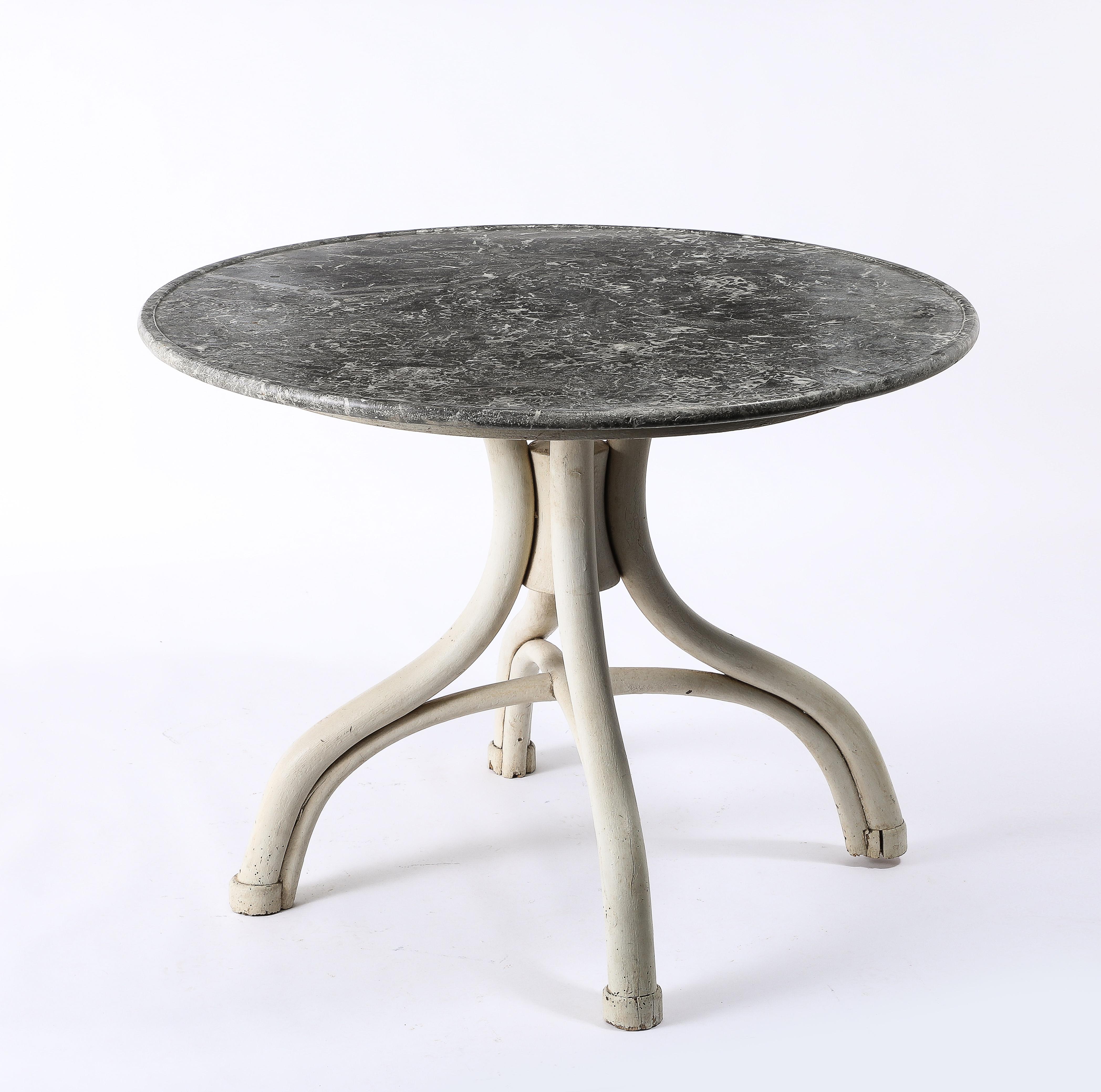 Tavolo da centro in bengala dipinto con piano in marmo scuro di Thonet, Austria, anni '40 in vendita 8