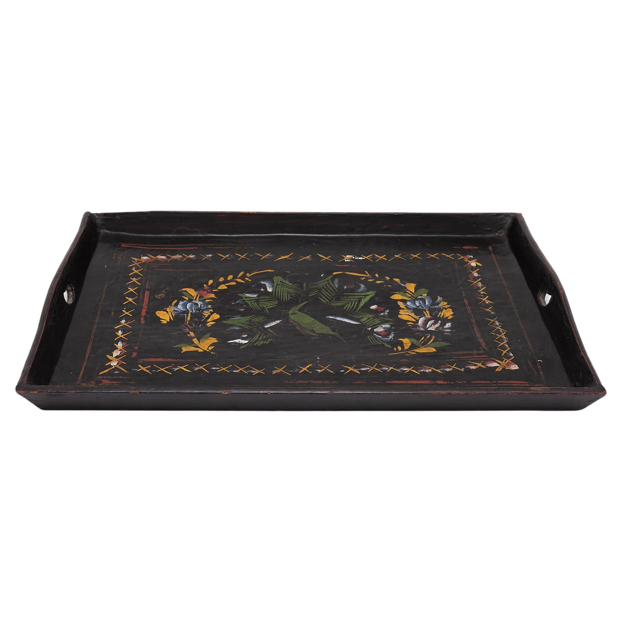 Painted Black Lacquer Tray