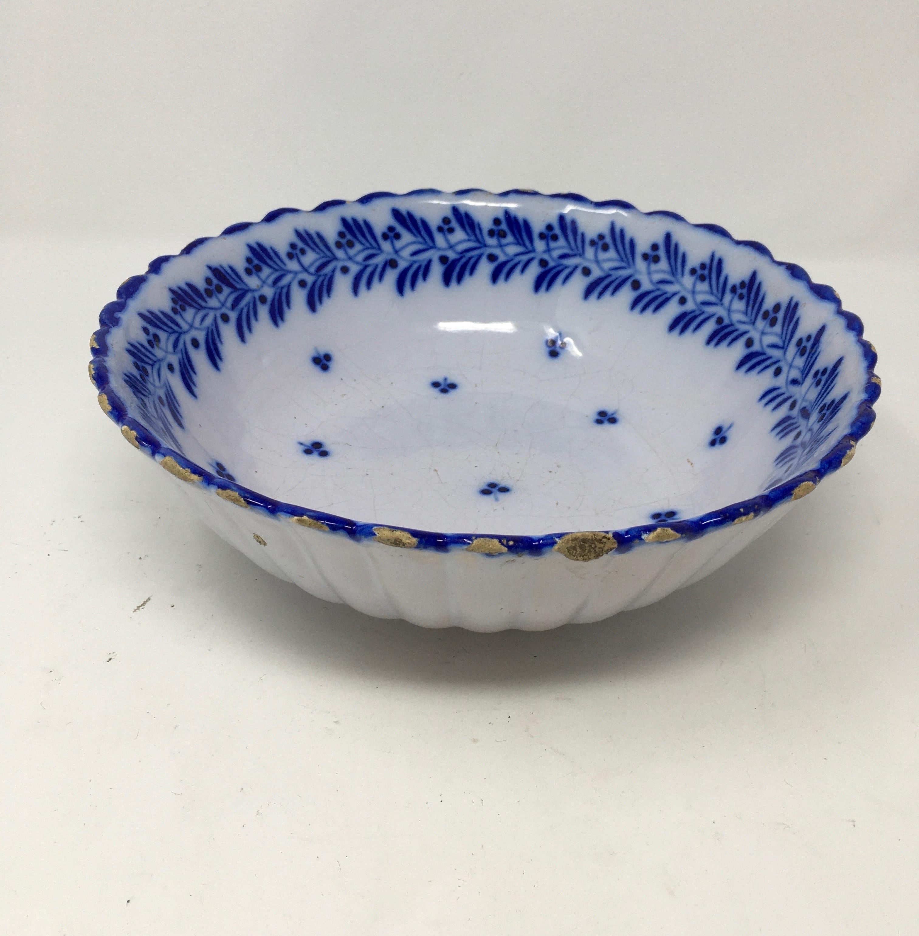 European Painted Blue Bowl For Sale