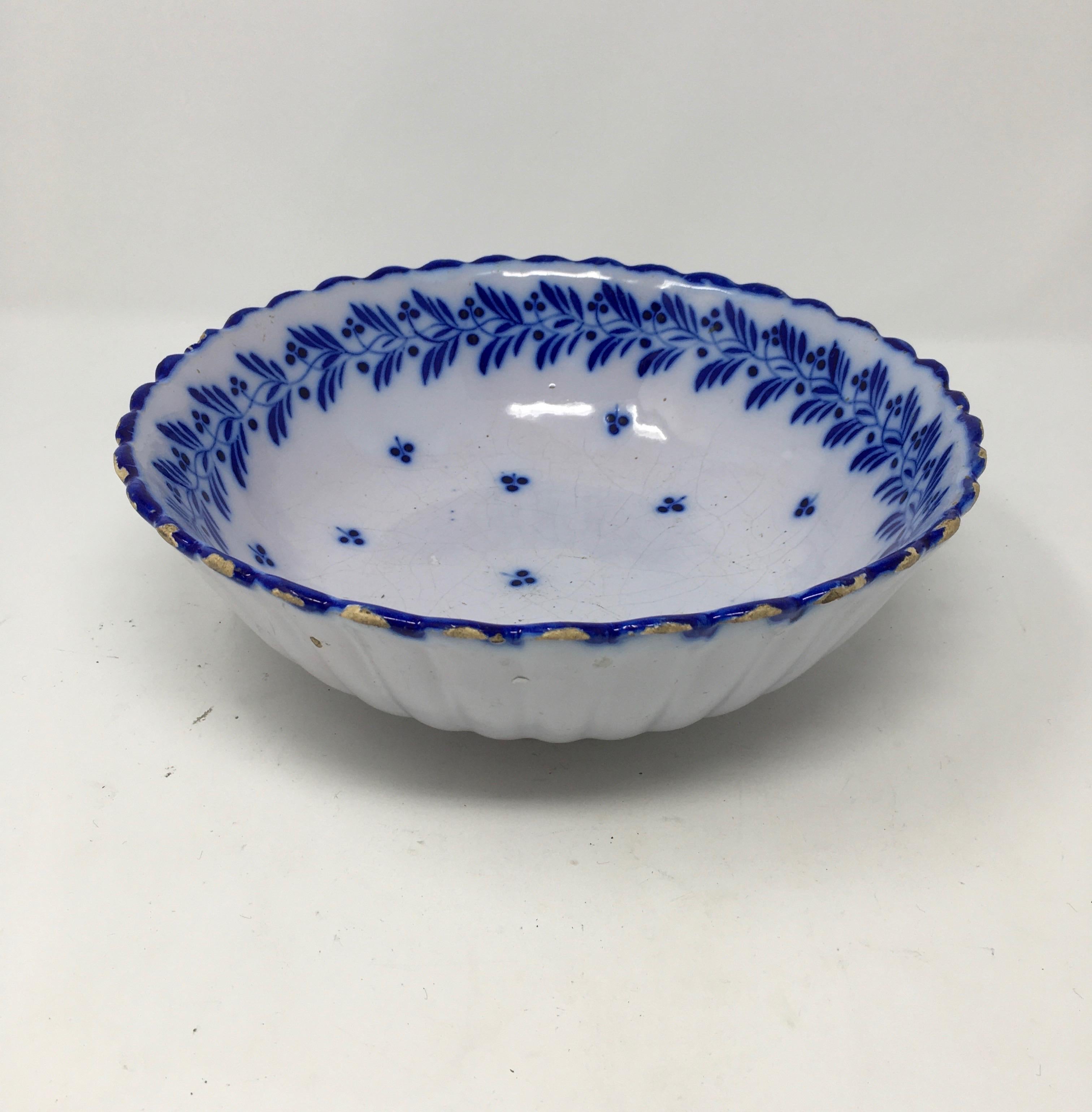 Painted Blue Bowl In Good Condition For Sale In Houston, TX