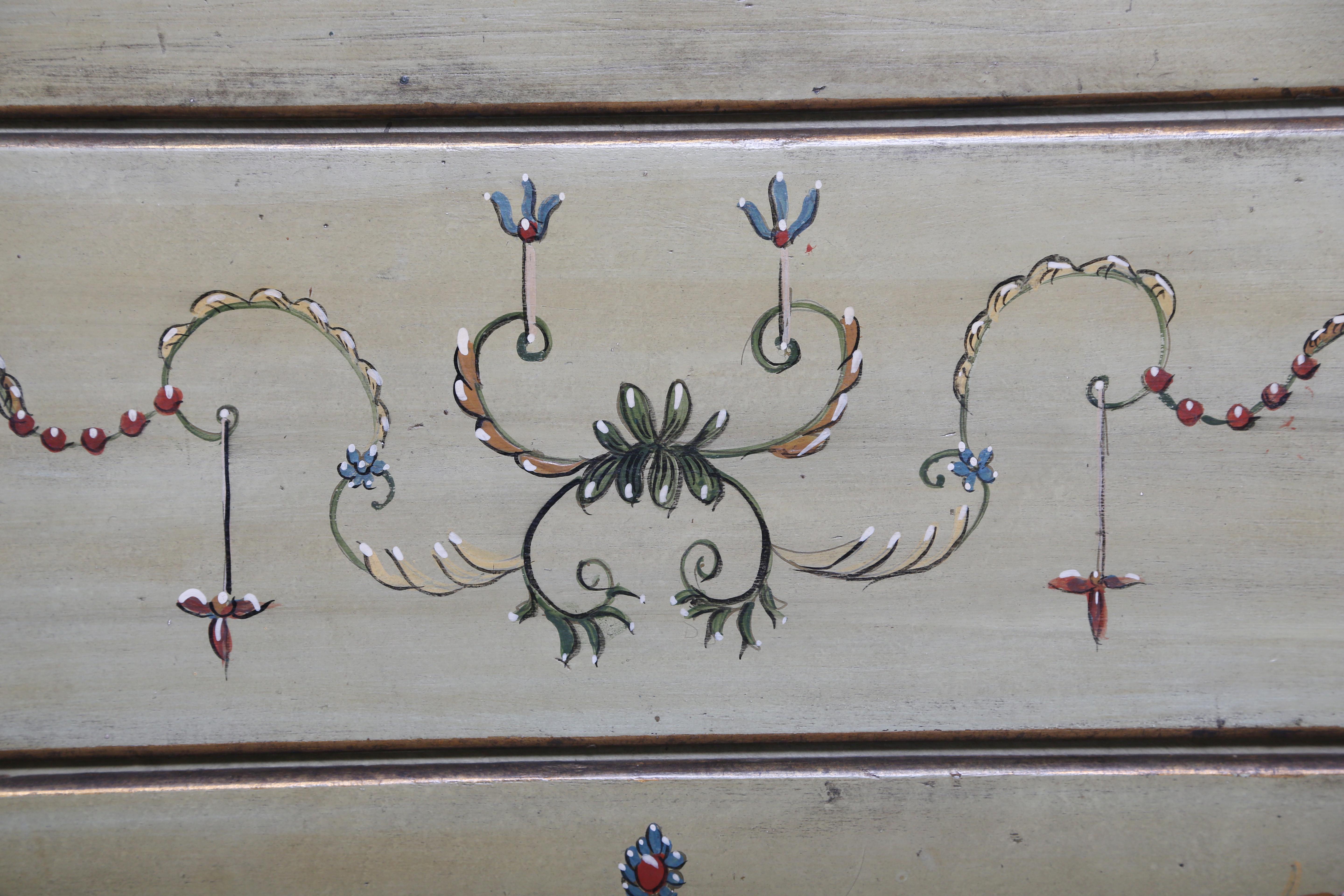 Enamel Two Part Bureau Bookcase-Hand Painted in a Classical Style
