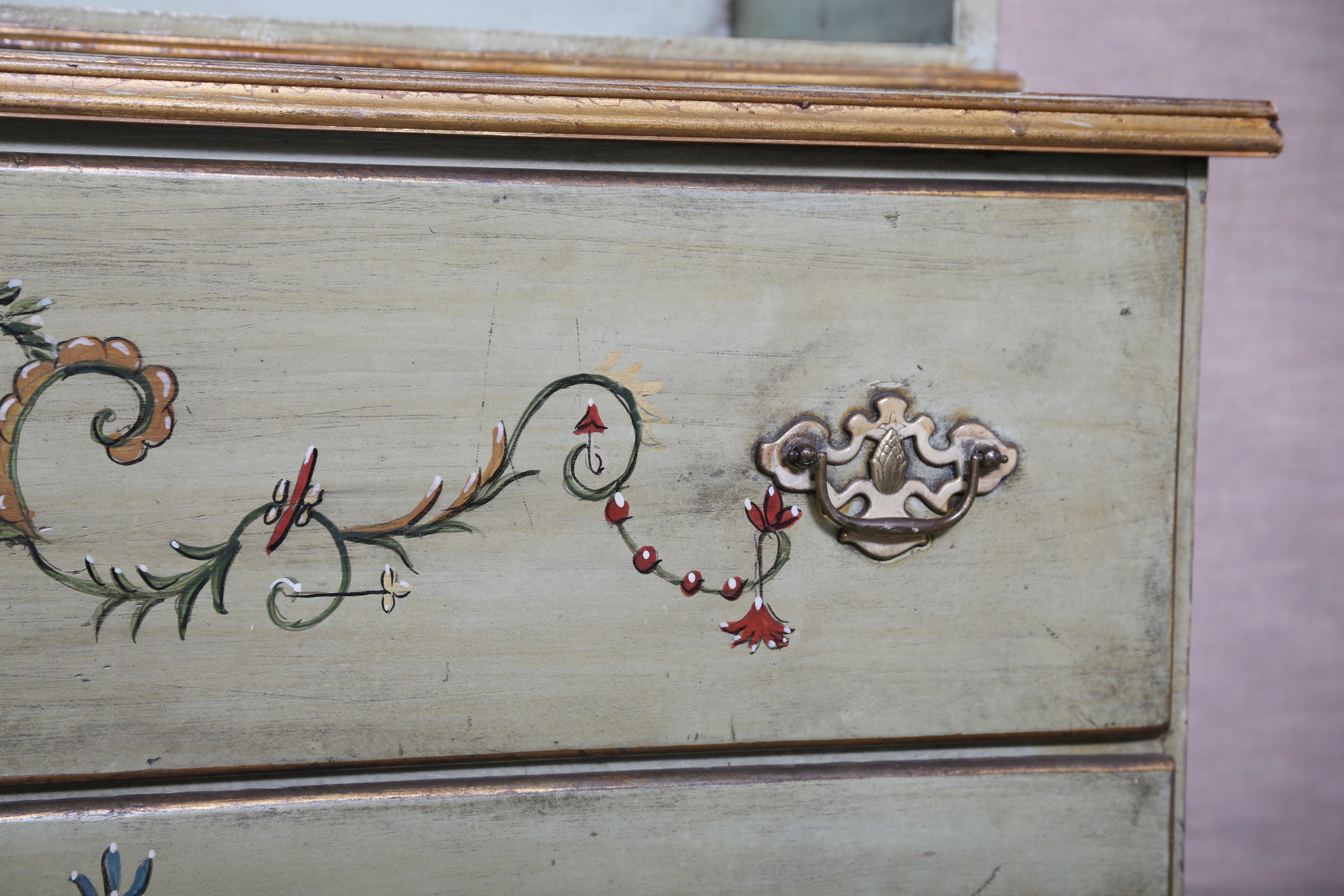Two Part Bureau Bookcase-Hand Painted in a Classical Style In Good Condition In West Palm Beach, FL