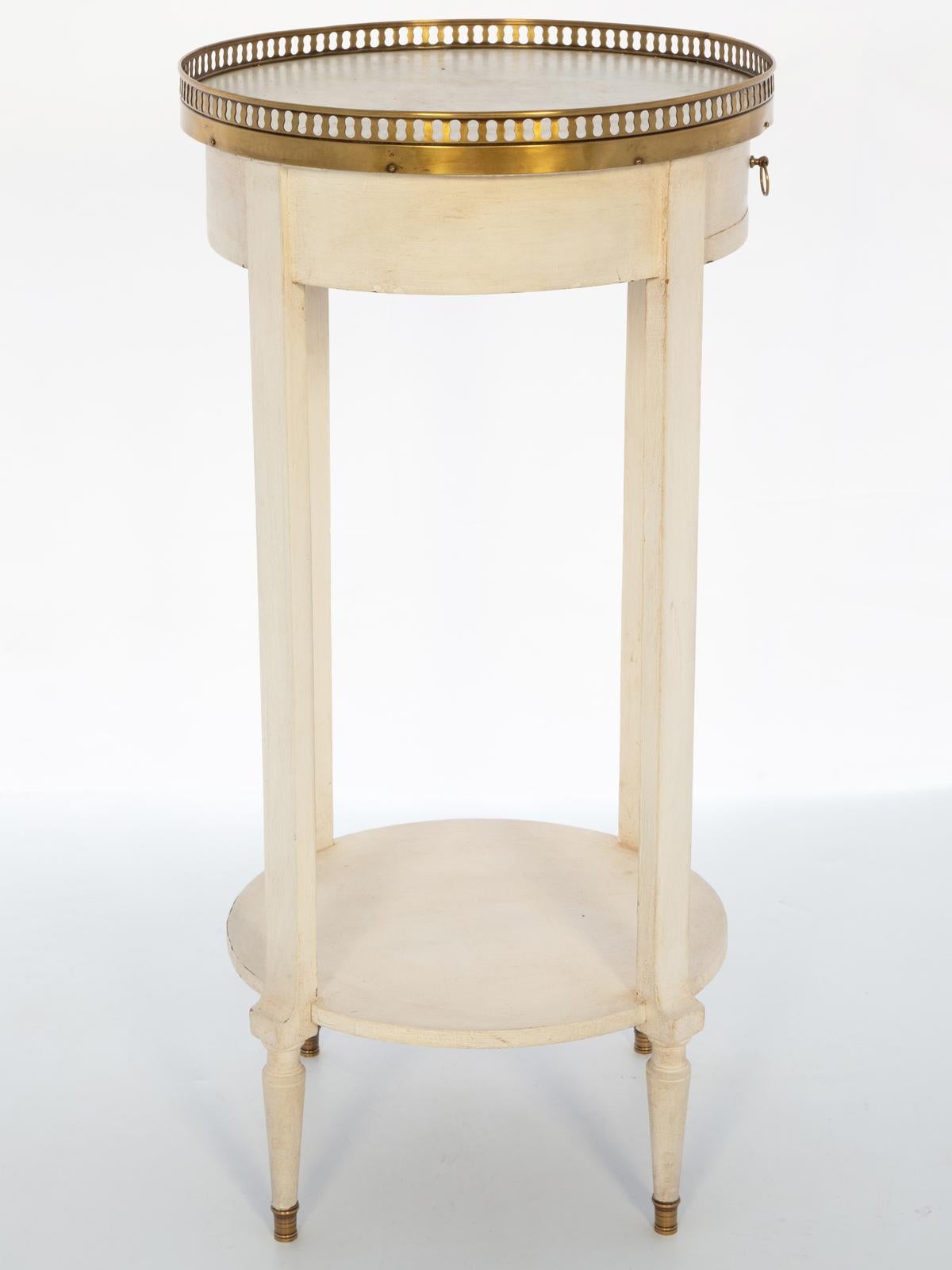 Painted Directoire Style Bouillotte Candlestand Occasional Table with Marble Top For Sale 1