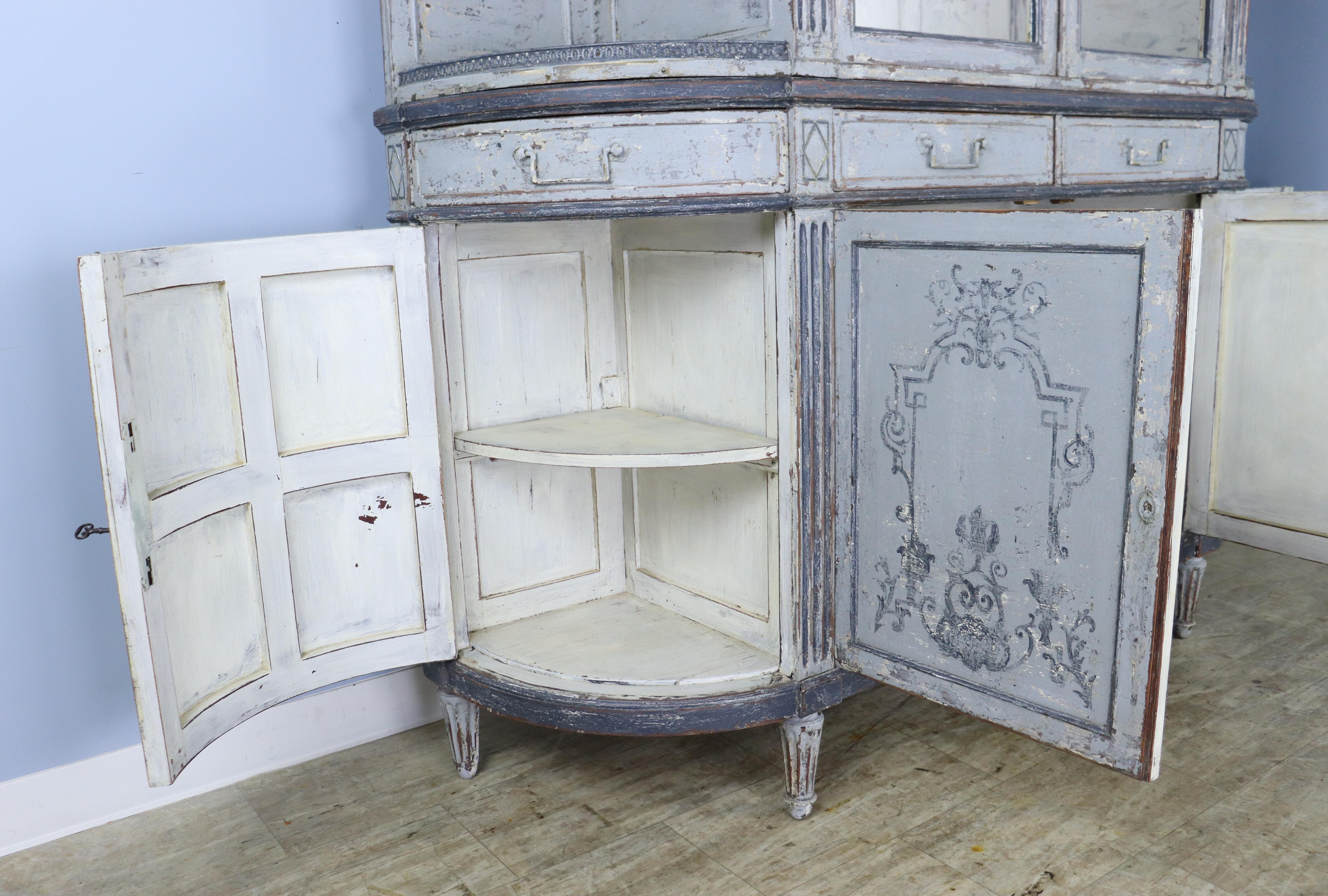 Painted Bow End French Cabinet For Sale 5
