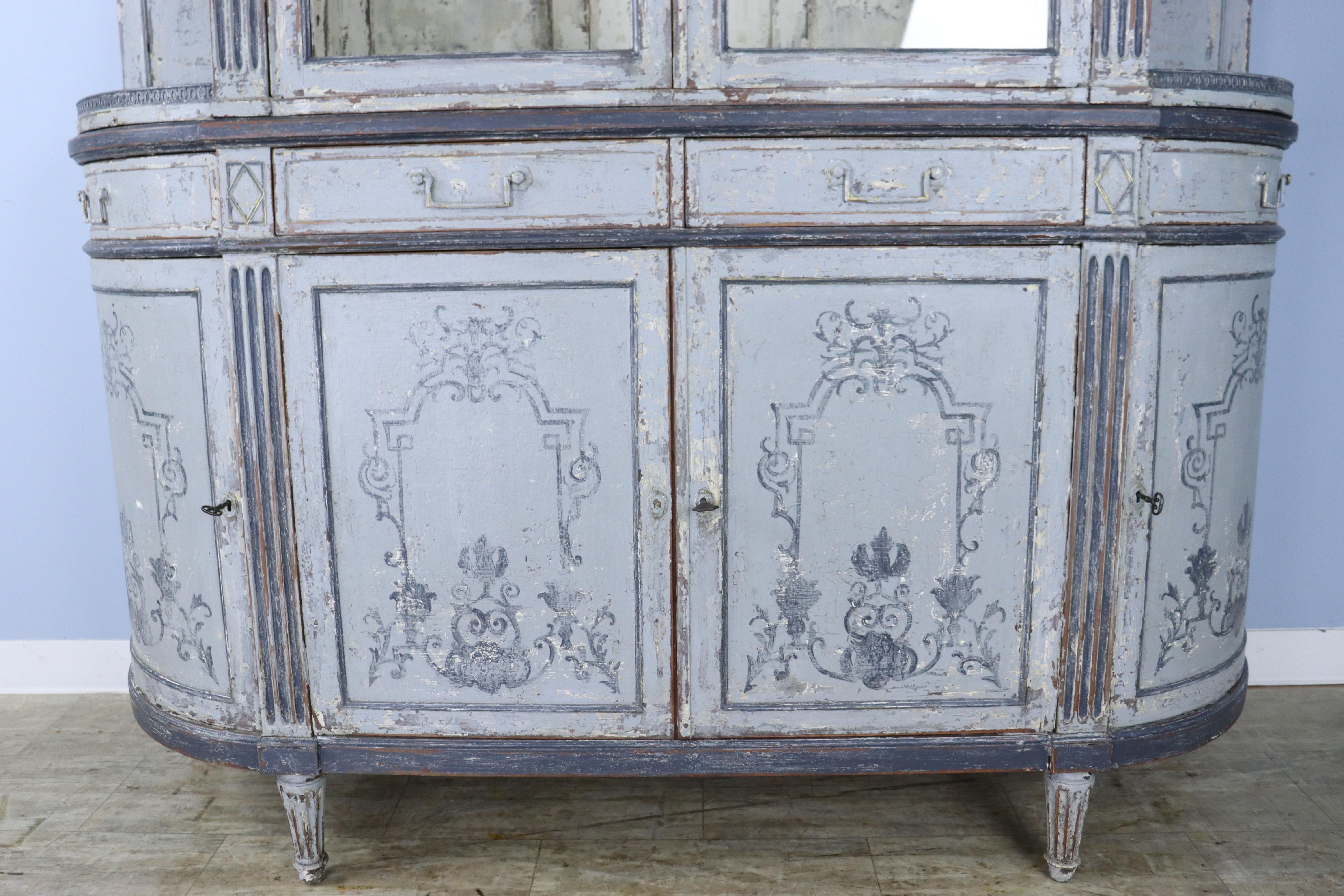 Painted Bow End French Cabinet For Sale 6