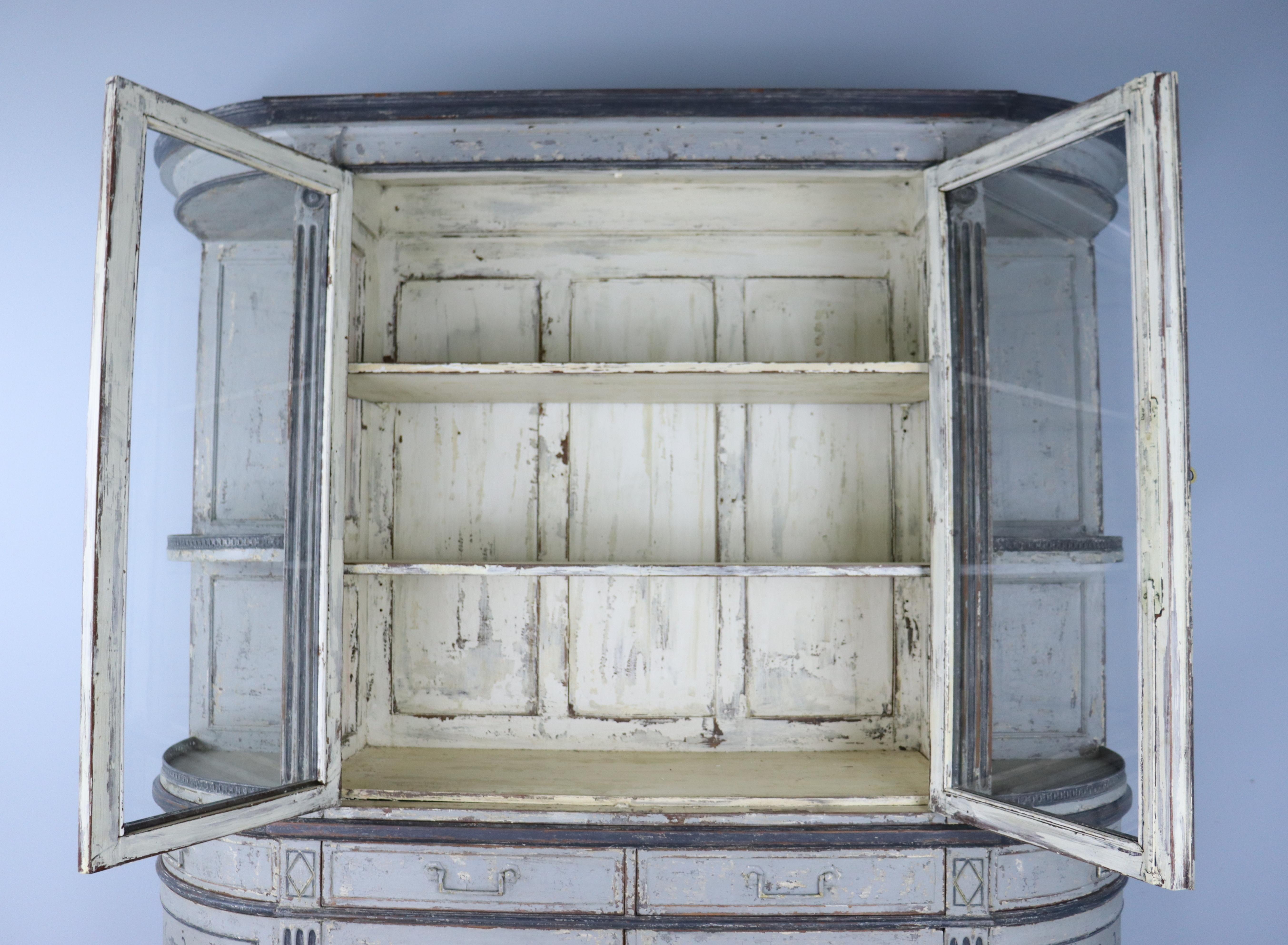 Painted Bow End French Cabinet For Sale 2