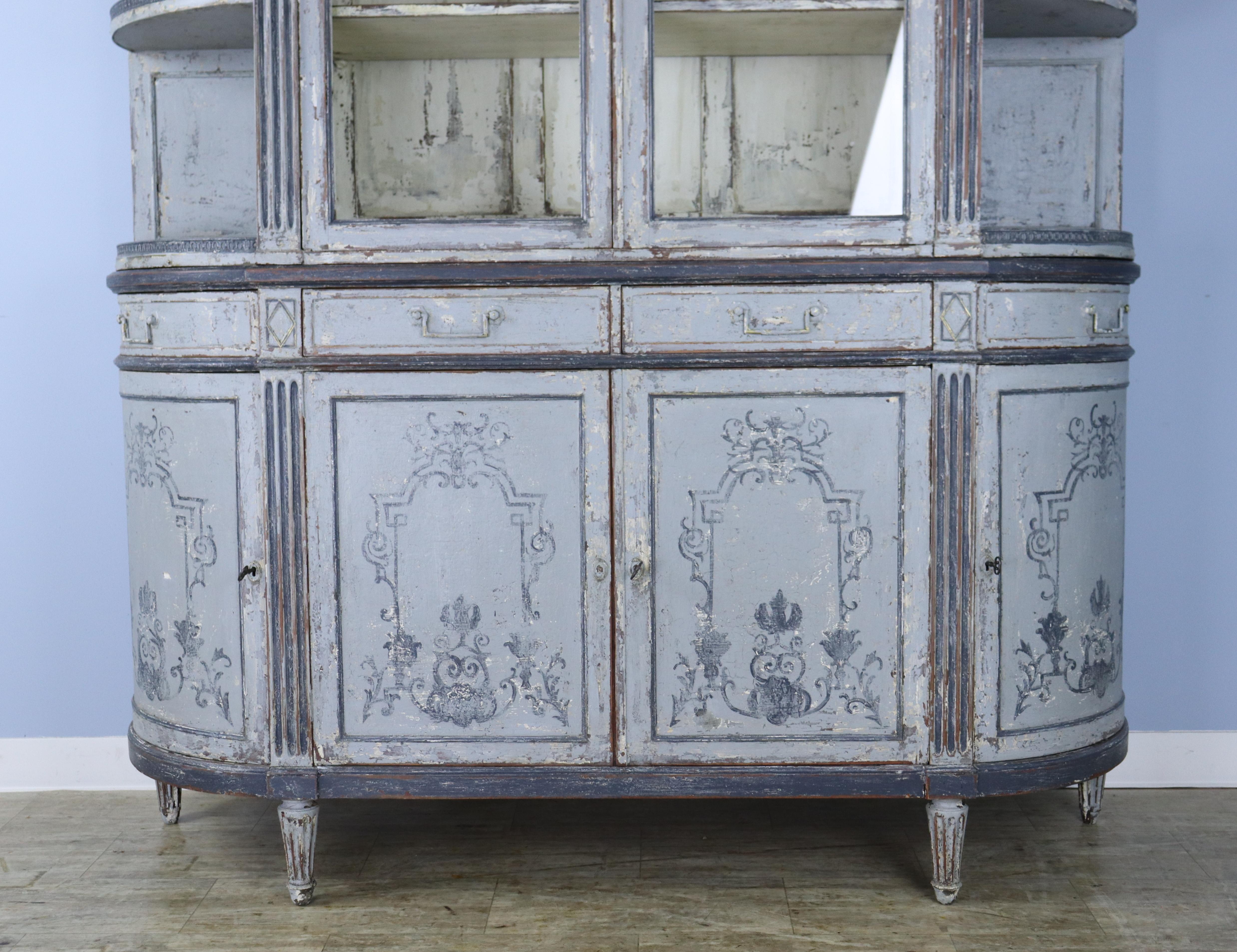 Painted Bow End French Cabinet For Sale 3