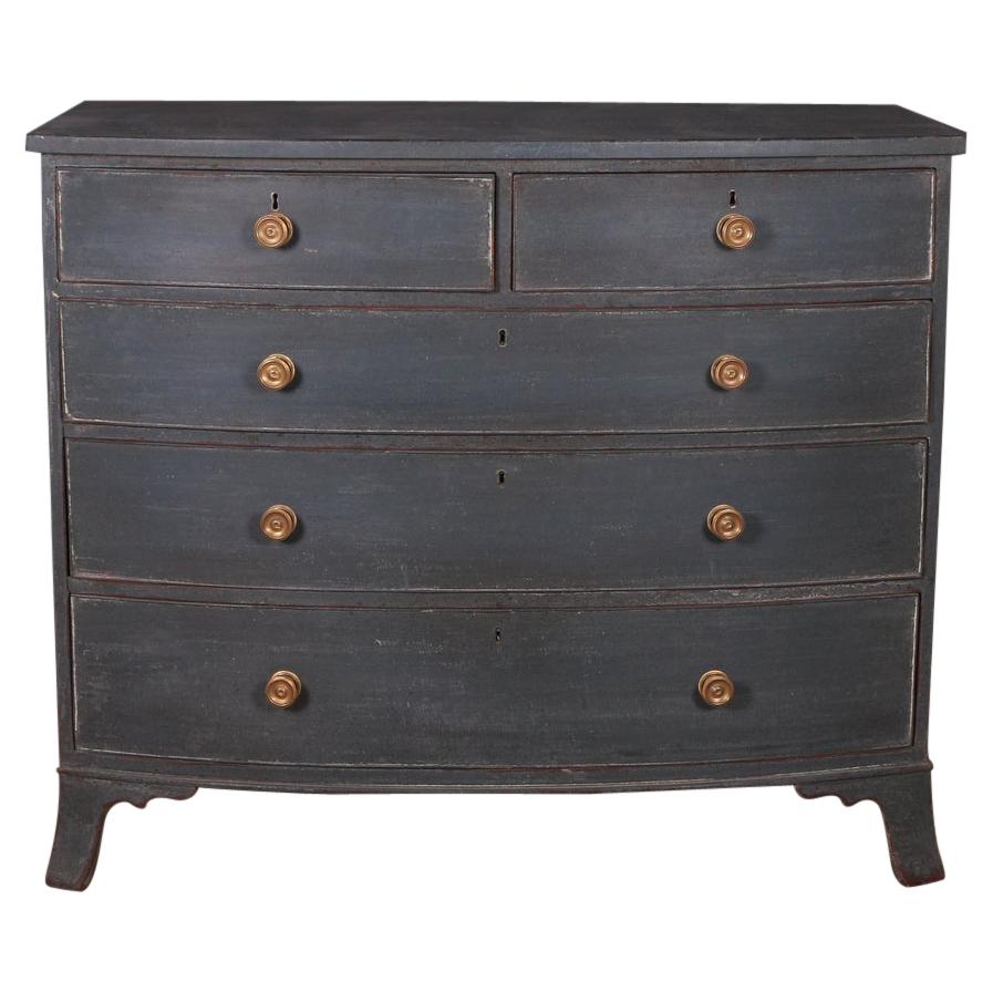 English Tall Slender Bow Fronted Burr Walnut Chest of Drawers at 1stDibs