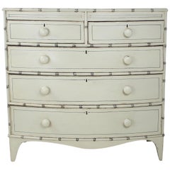 Antique Painted Bowfront Chest of Drawers with Bamboo Mouldings