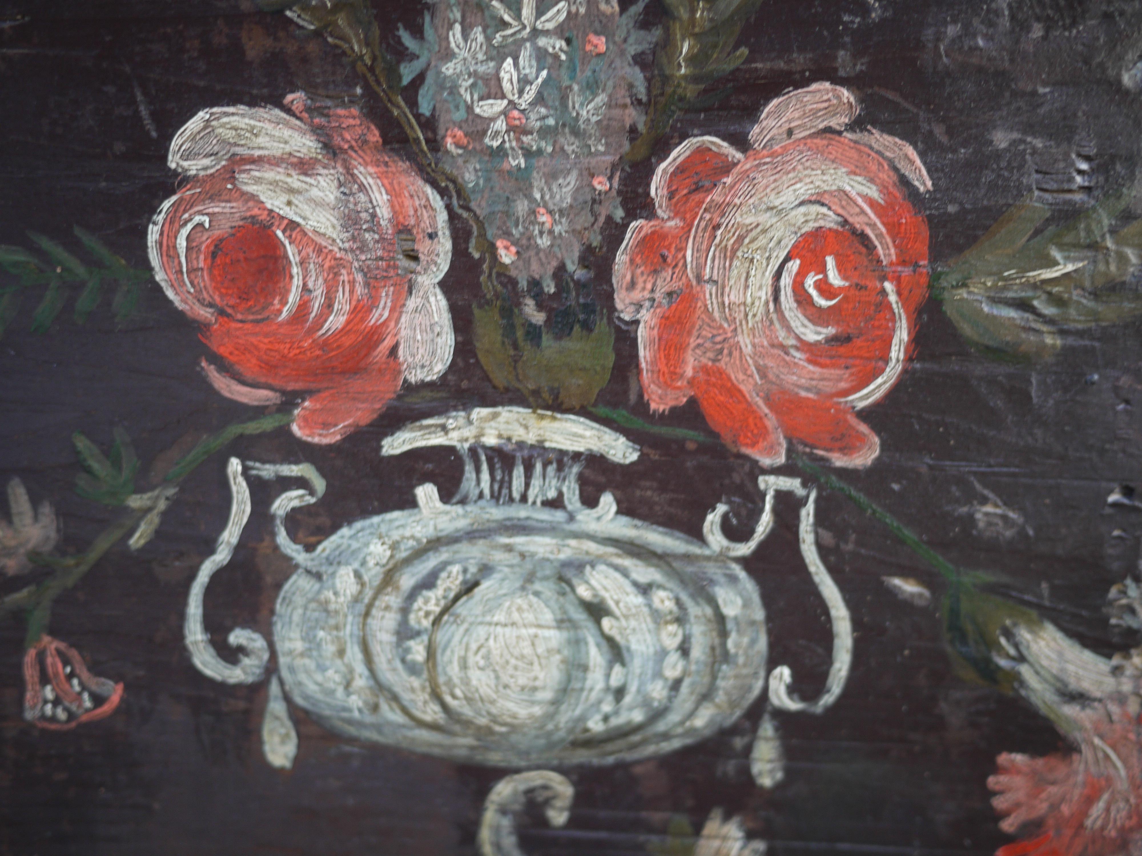 Early 19th Century Floral and Figure Italian Painted Bridal Chest 1