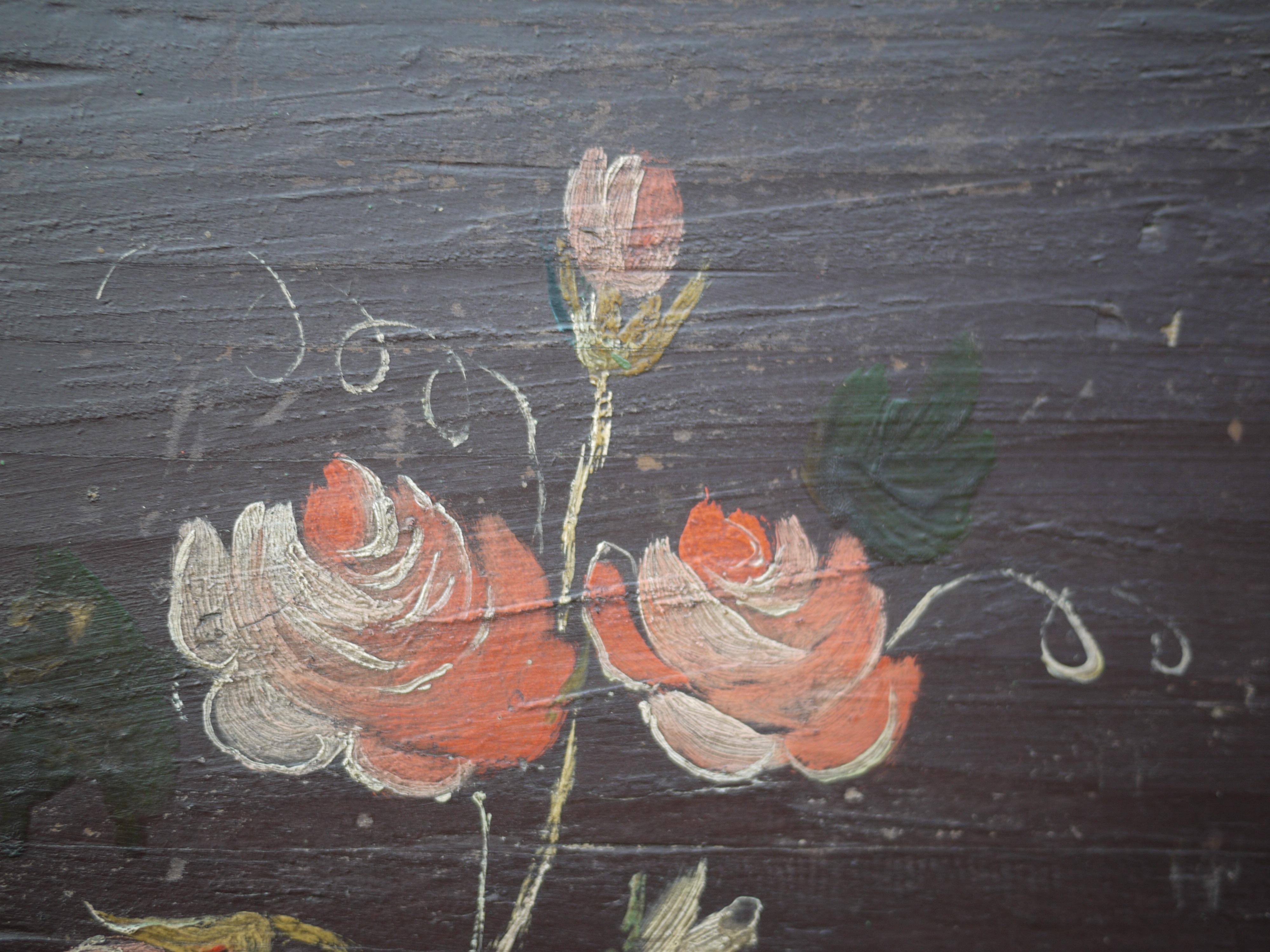 Early 19th Century Floral and Figure Italian Painted Bridal Chest 2