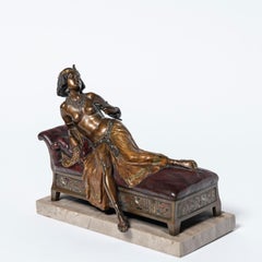 Painted bronze sculpture by Franz Bergmann signed Nam Greb. Austria, circa 1900.