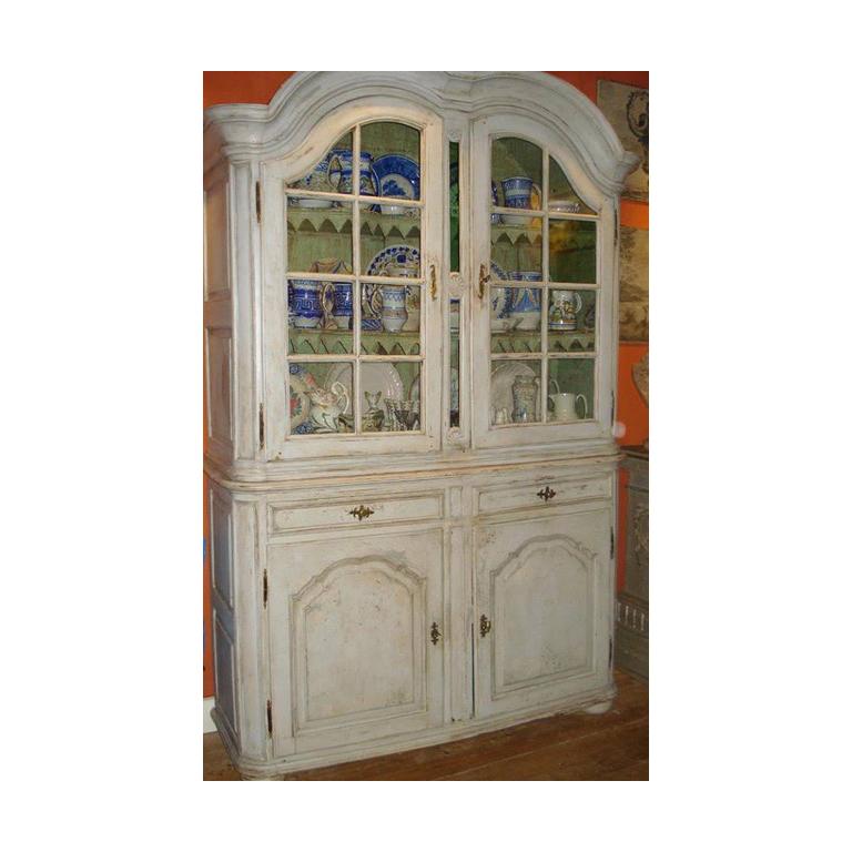 Painted Buffet du Corps two-Piece cupboard with glass doors. 8
