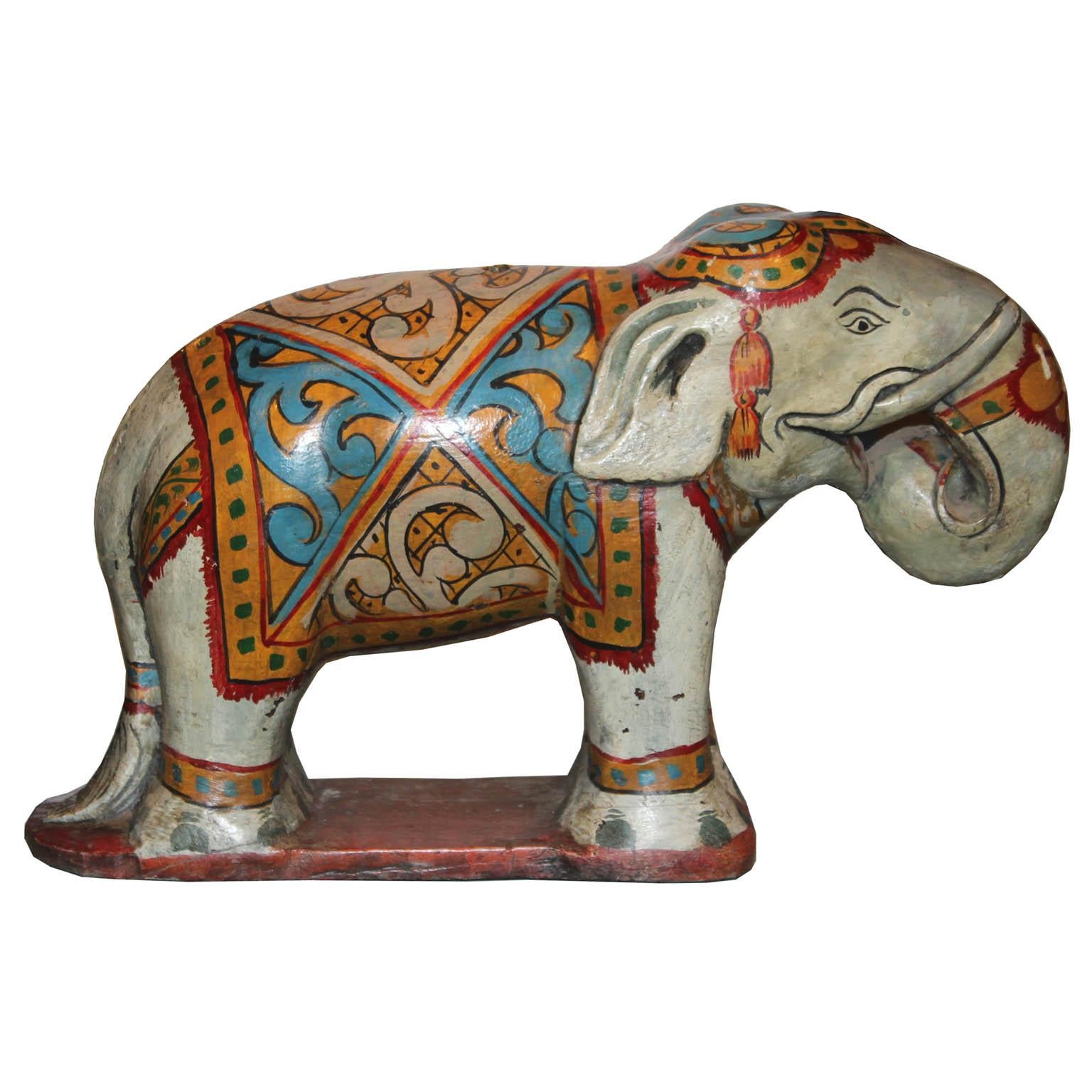 Painted Burmese Elephant In Good Condition For Sale In San Francisco, CA